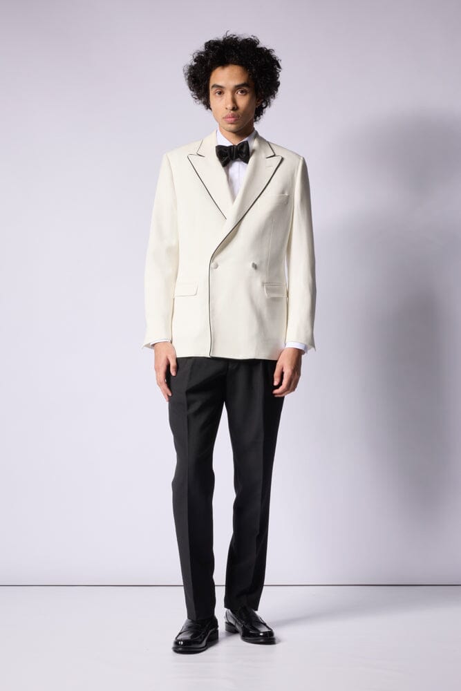Austin DB Cocktail Jacket - Premium Off White Italian Wool Blazer for Men | Wedding, Business, Formal Events & Night Out Attire
