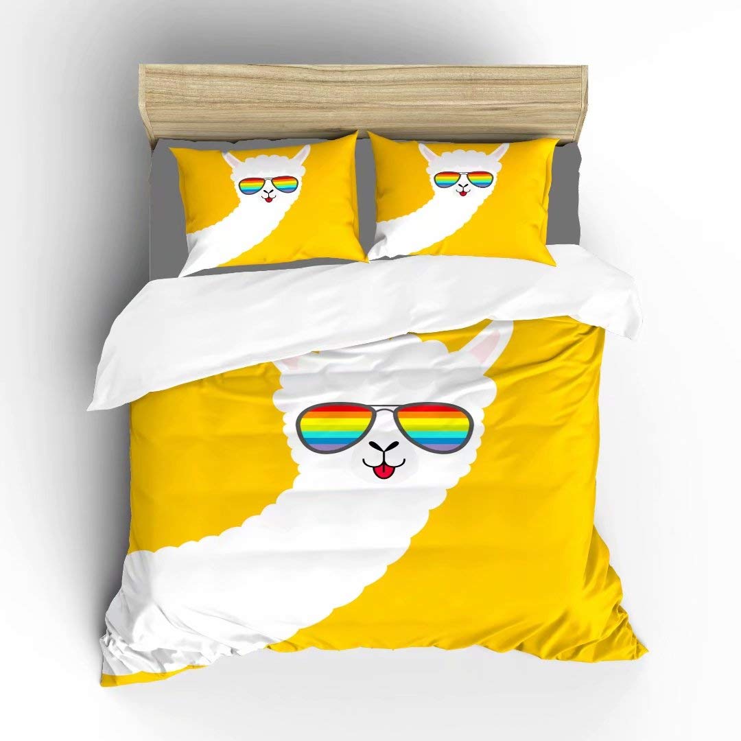 Aluy's Boutique Ultra Soft Microfiber Alpaca Llama Duvet Cover Set - King Size 3 Piece (1 Duvet Cover + 2 Pillowcases) | Cute Cartoon Bedding for Cozy Bedroom Decor | Perfect for Kids Rooms, Guest Bedrooms & Themed Home Decor