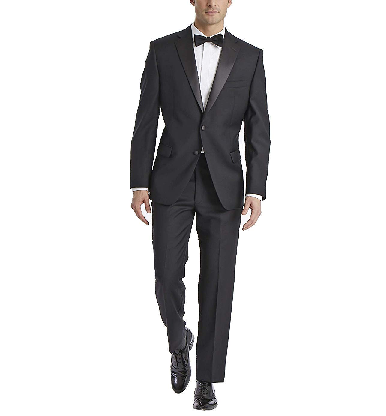 Adam Baker Men's Classic & Slim Fit Two-Piece Notch Lapel Tuxedo Suit - Formal Wedding, Prom, Black Tie Event Outfit for Grooms & Gentlemen