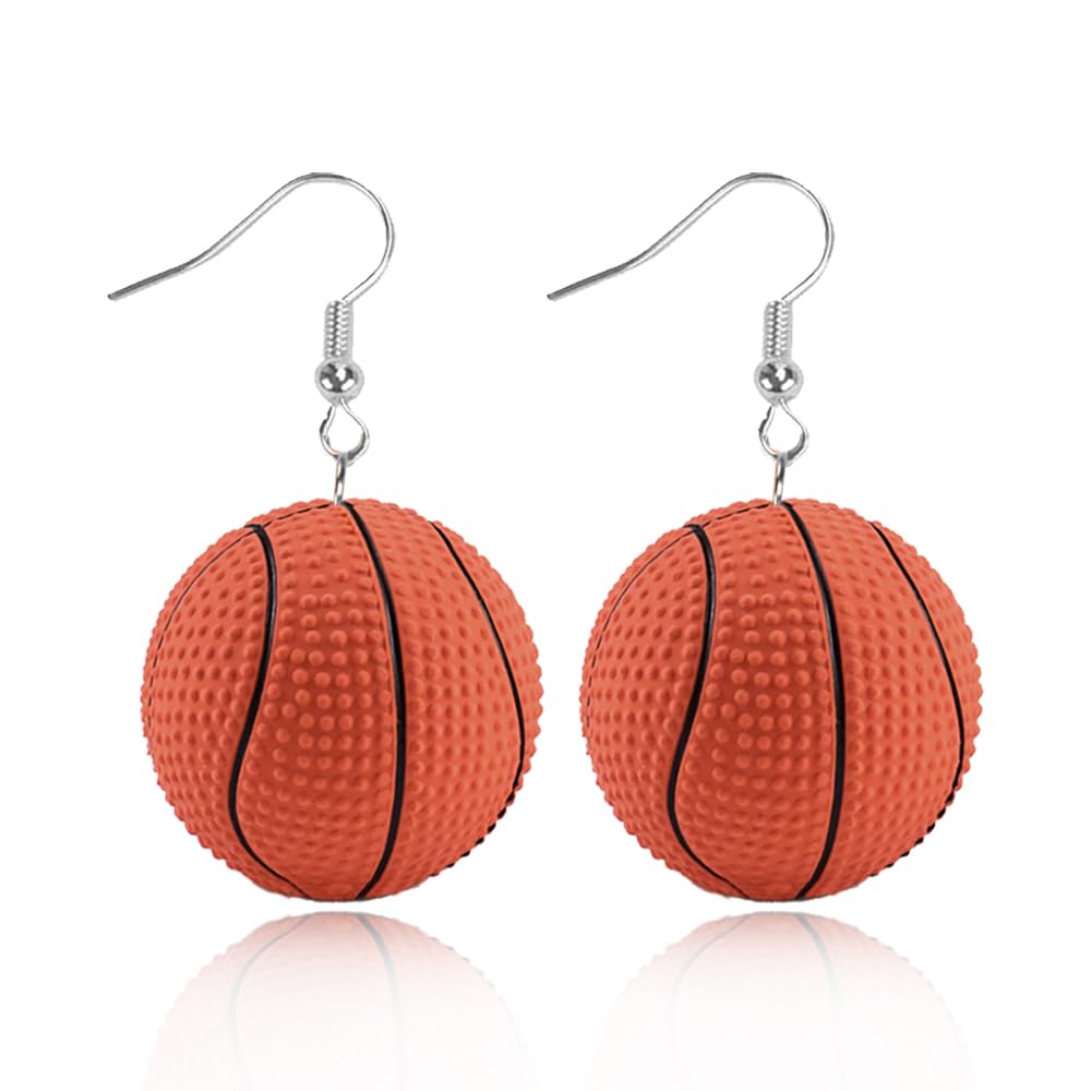 Stylish Basketball Dangle Earrings for Women - Cute Drop Hoop Jewelry - Perfect Sports Gift for Players & Fans - Great for Games, Workouts & Casual Wear