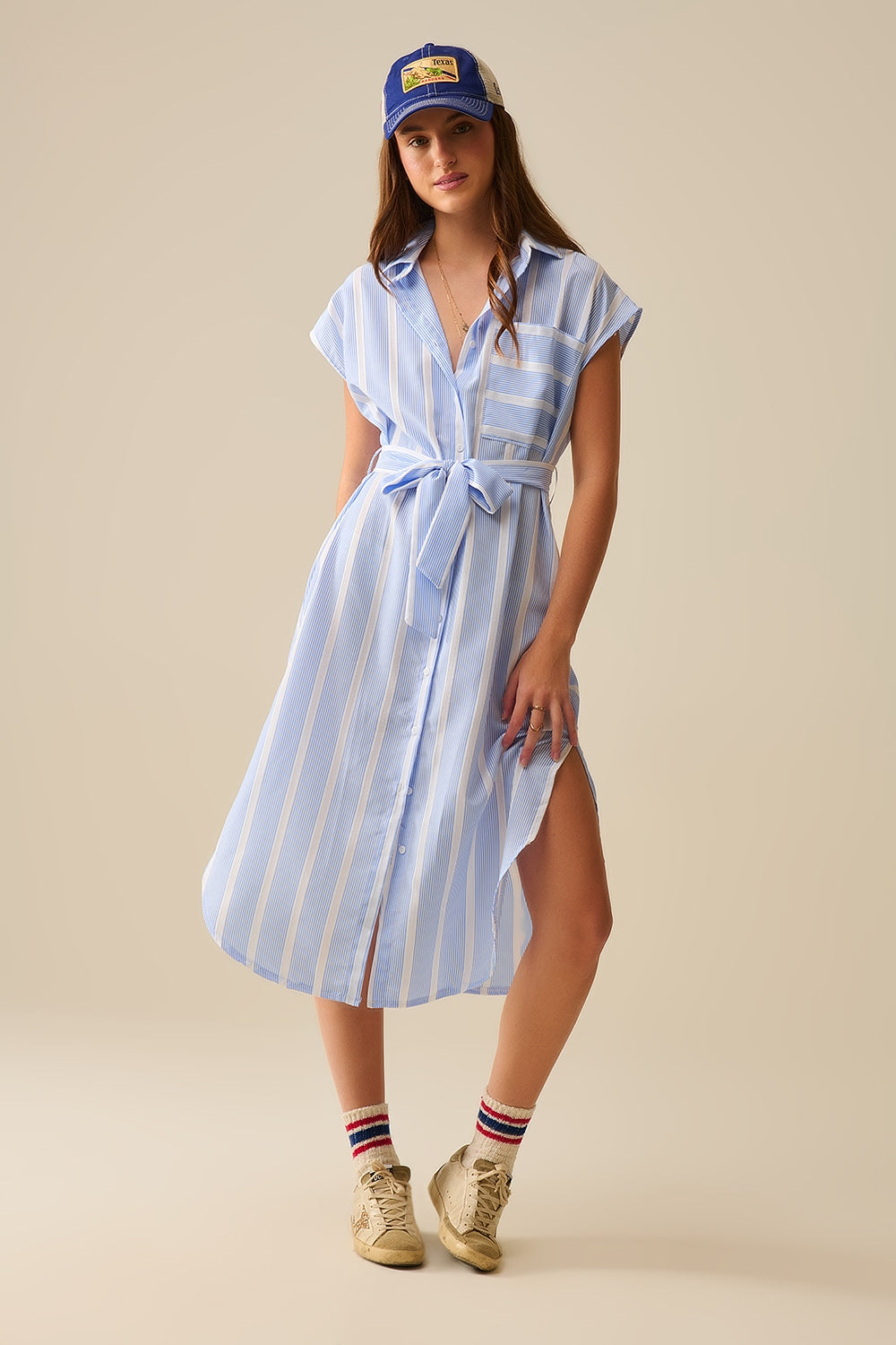 Blue and White Striped Sleeveless Maxi Dress - Perfect for Beach Vacations, Summer Parties & Casual Outings