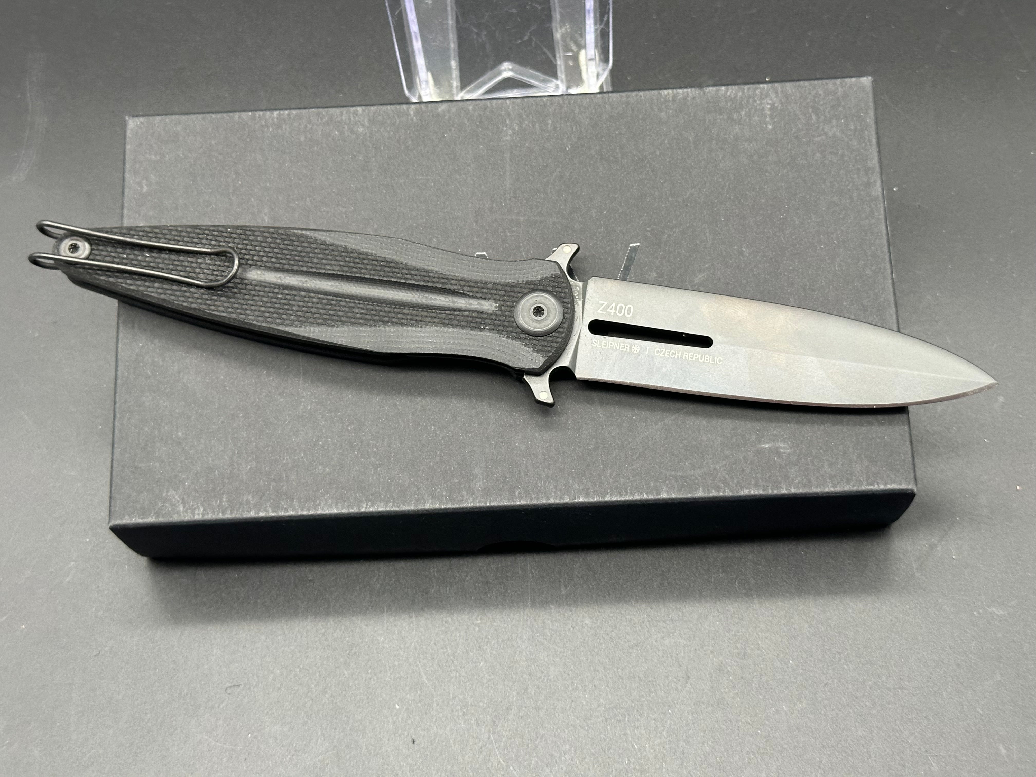 Acta Non Verba Z400 Liner Lock Folding Knife - Black G10 Handle & Stonewash Blade - Tactical EDC Pocket Knife for Outdoor Camping, Survival & Everyday Carry