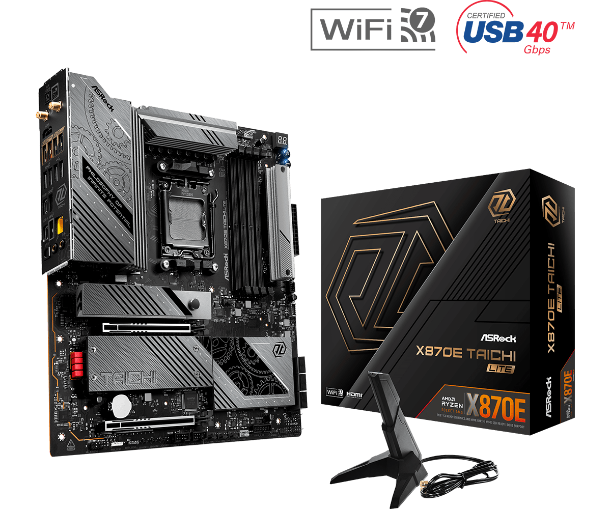 ASRock X870E Taichi Lite AM5 DDR5 ATX Motherboard - High Performance Gaming & Content Creation PC Build for AMD Ryzen 7000 Series Processors | Perfect for 4K Gaming, Video Editing & Streaming Setup