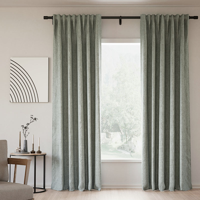 Blackout Curtains with Back Tab - 100% Linen, Thermal Insulated, Noise Reducing for Bedroom & Living Room - Modern Custom Drapes in Natural Colors (50