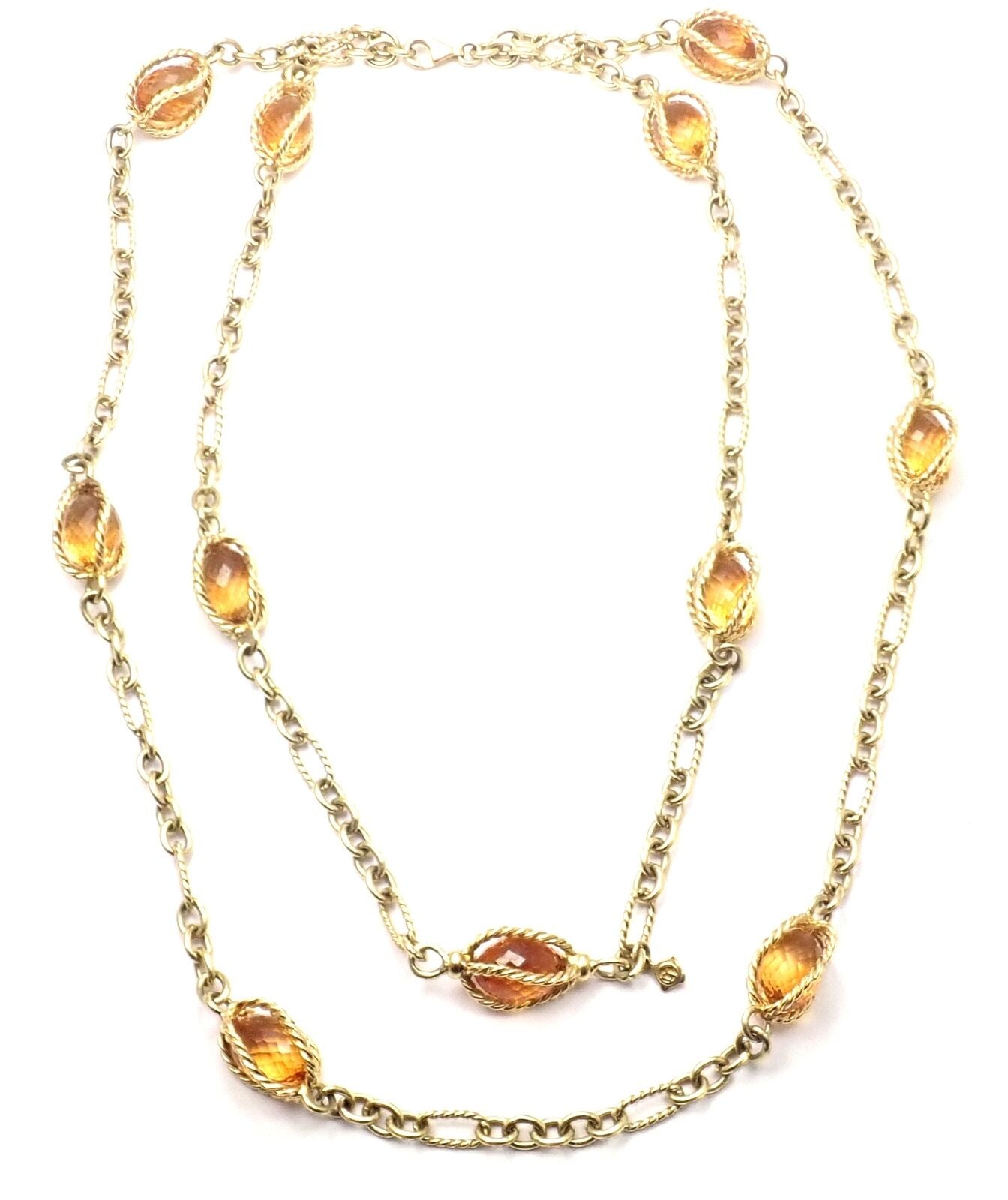 David Yurman 18k Yellow Gold Citrine Figaro Link 40