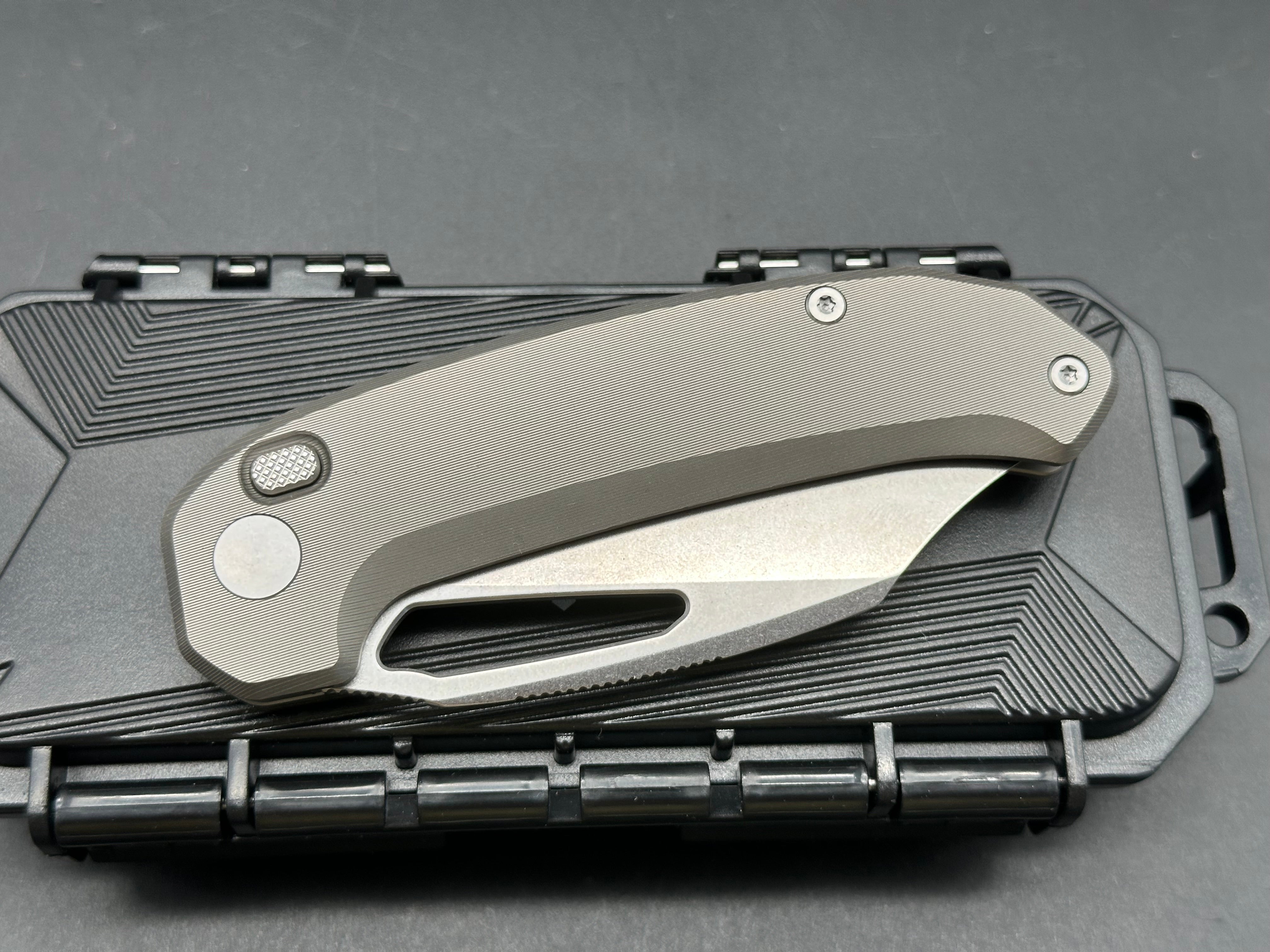 Takcom Titanium Button Lock Folding Knife with MagnaCut Blade - EDC, Outdoor, Camping & Survival Tool