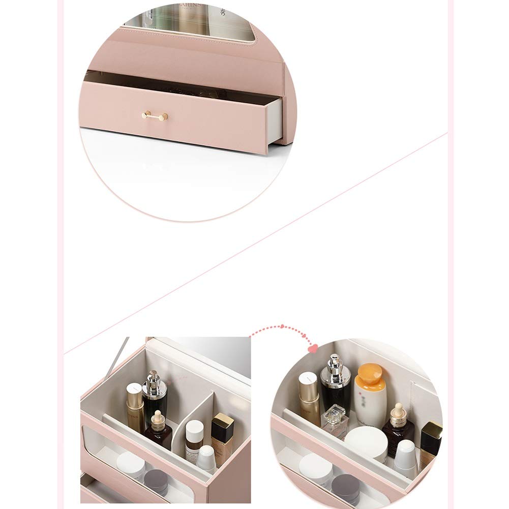 ASFD Makeup Organizer with Mirror - Grey Cosmetic Storage Case, Vanity Drawer Organizer for Makeup Brushes & Beauty Products | Perfect for Bedroom Vanity, Bathroom Countertop & Travel Makeup Storage