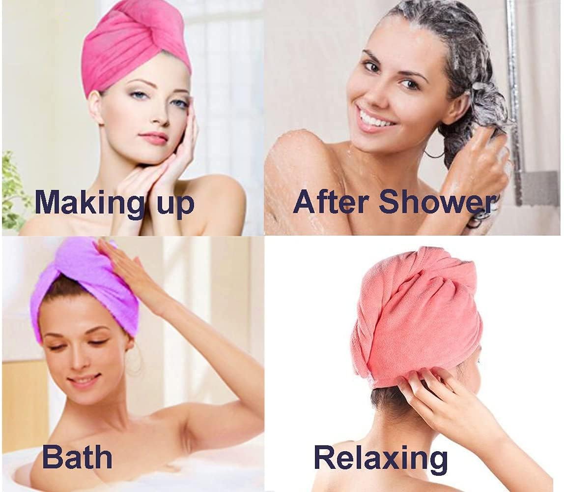 VEEMU FABWORLD™ Premium 450 GSM Microfiber Hair Drying Towel - Ultra Absorbent Quick Dry Turbans for Women & Kids (Set of 2, Pink) - Perfect for Shower, Spa, Swimming & Post-Workout Hair Care