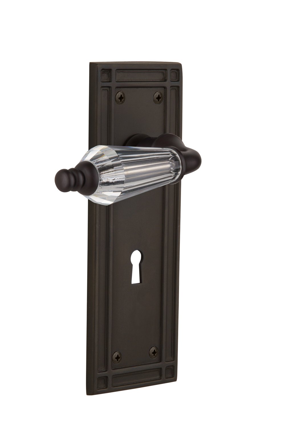 Nostalgic Warehouse Mission Plate with Keyhole Parlor Lever - Oil-Rubbed Bronze Mortise Lock Set for Vintage Home Decor | Perfect for Victorian & Craftsman Style Houses, Bedrooms & Entry Doors