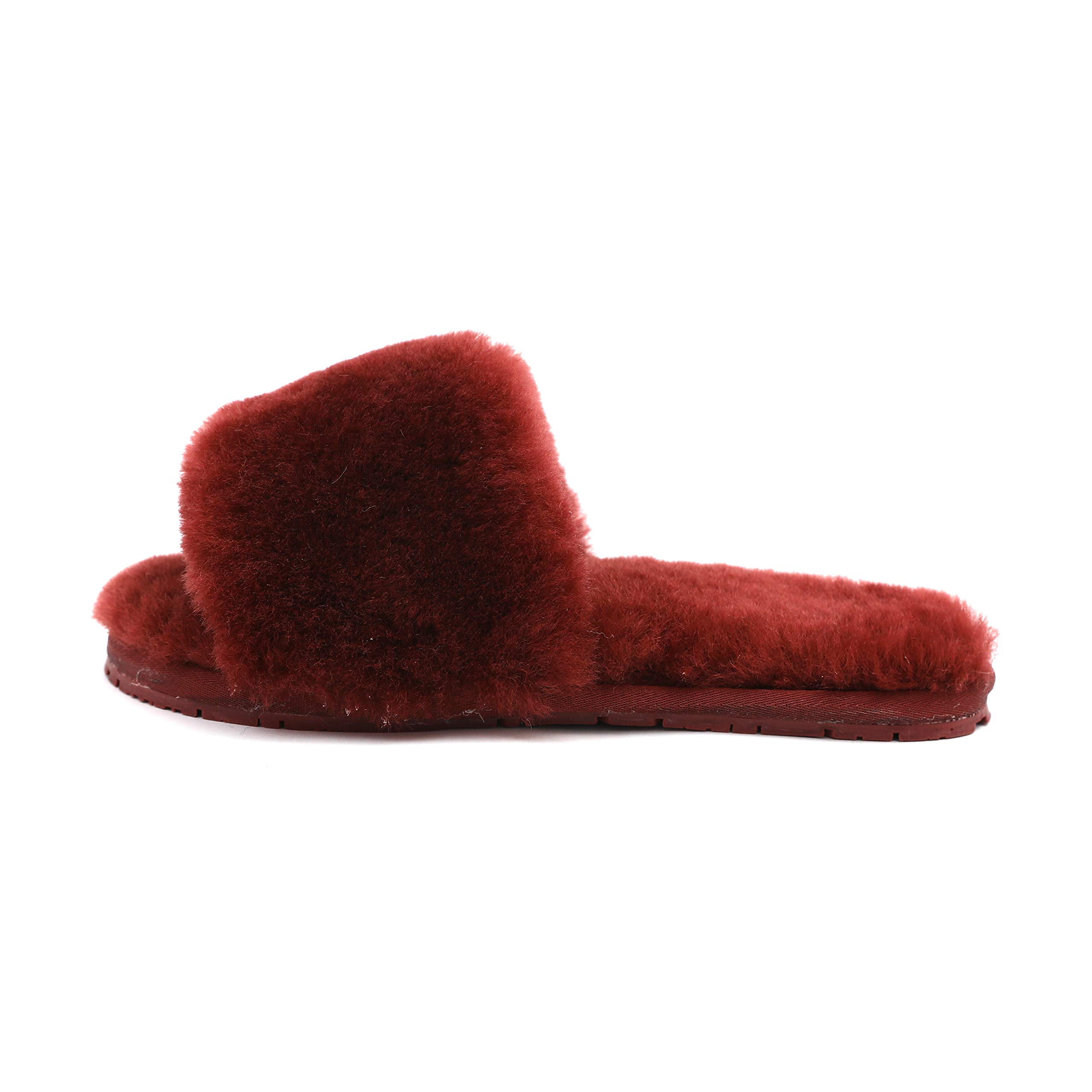 Women's Boiled Wool Slippers with Real Fur - Open Toe Luxury House Slippers by Dechic | Cozy Indoor Comfort for Winter, Spa Days & Relaxation at Home