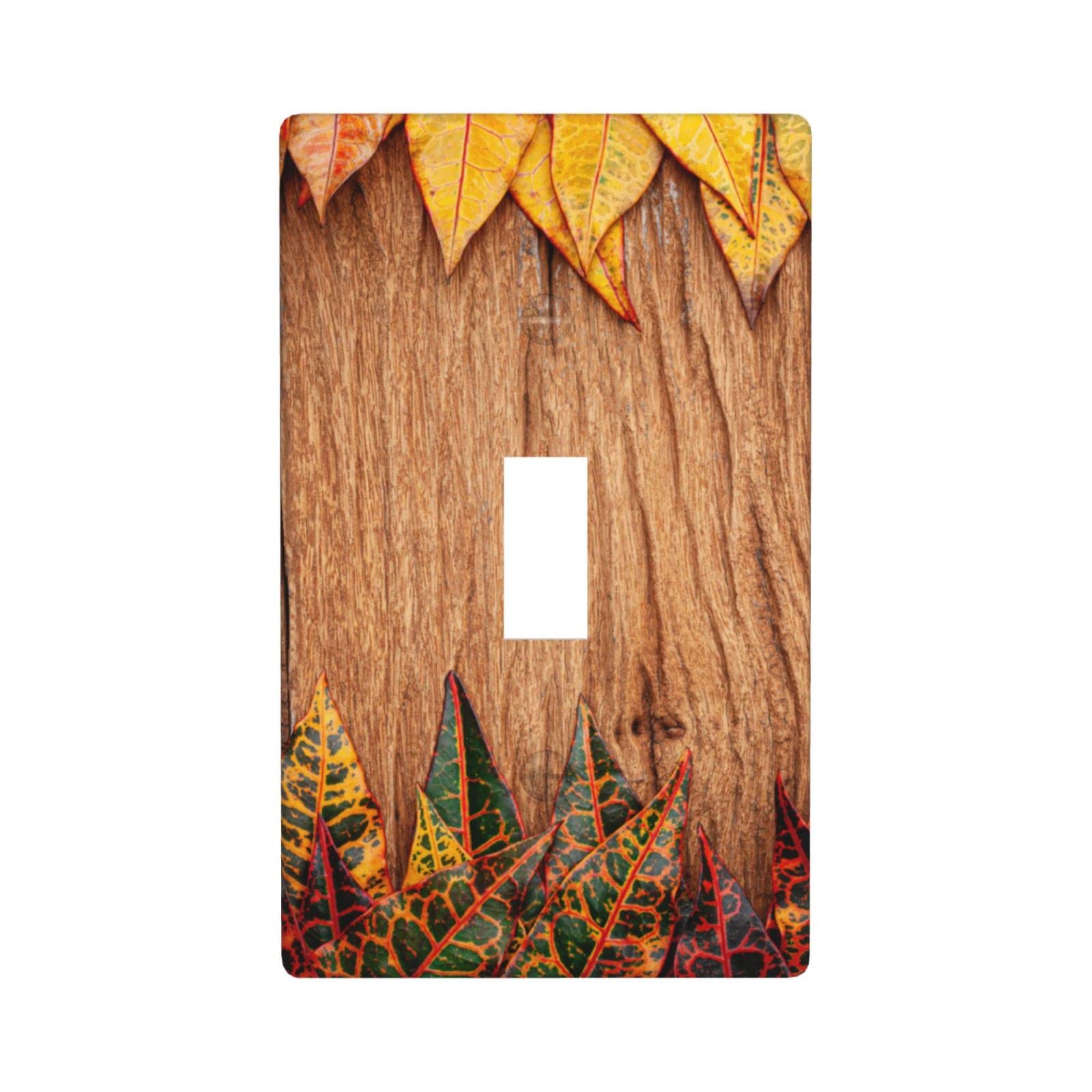 Decorative Yellow Leaves Light Switch Covers - Funny Autumn Leaf Design Single Toggle Wall Plates & Outlet Covers for Home Decor | Perfect for Fall, Thanksgiving, and Seasonal Wall Switch Decoration