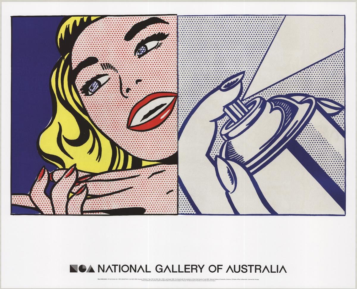 Roy Lichtenstein Girl and Spray Can Poster - Pop Art Wall Decor for Living Room, Bedroom & Office - Vintage Comic Style Art Print