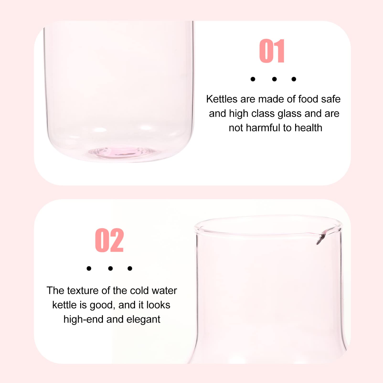 DOITOOL Pink Nightstand Water Set - 520ml Glass Pitcher with Tumbler for Bedside, Perfect for Water, Iced Tea, Lemonade & Juice - Ideal for Bedroom, Office, or Gift