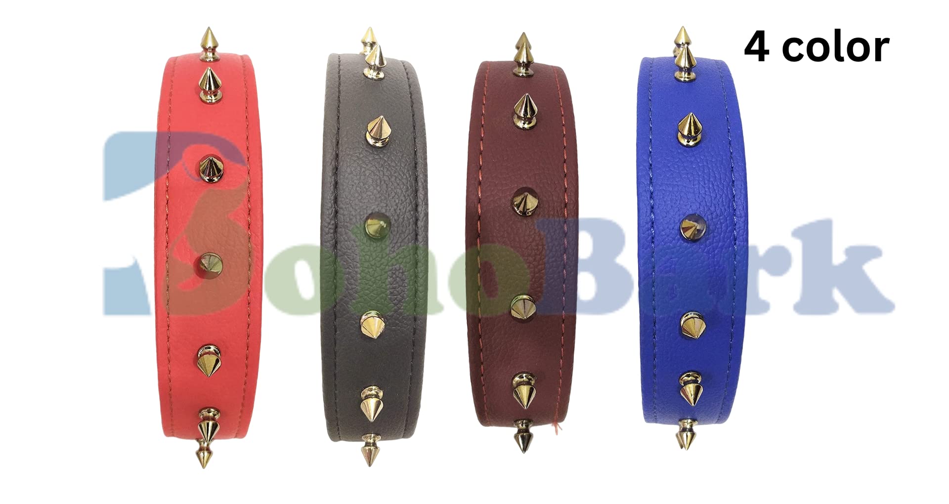 Boho Style Genuine Leather Dog Collar with Single Spike - Medium Size, Brown - Perfect for Training, Walking & Fashionable Pet Accessories