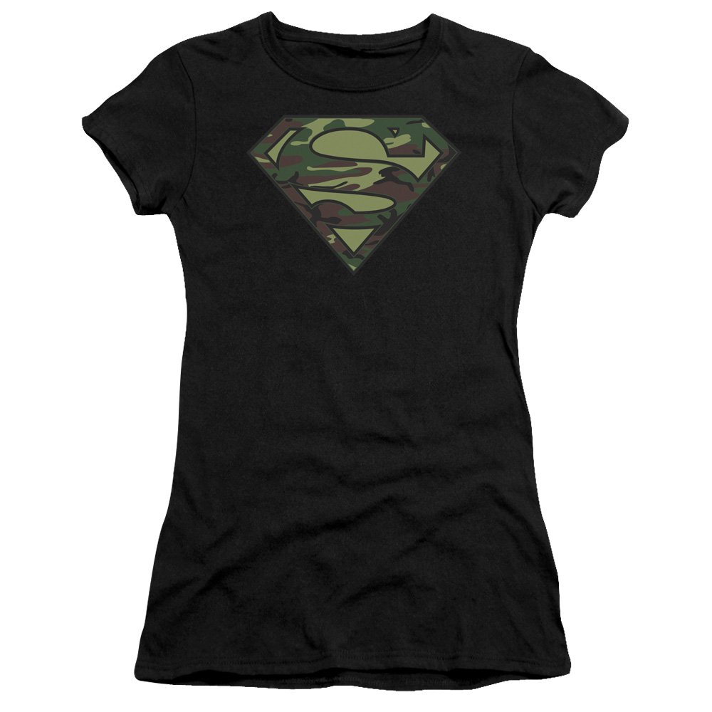 Superman Camo Logo Fitted T-Shirt for Women - Trendy Superhero Graphic Tee - Perfect for Cosplay, Comic Con & Casual Wear