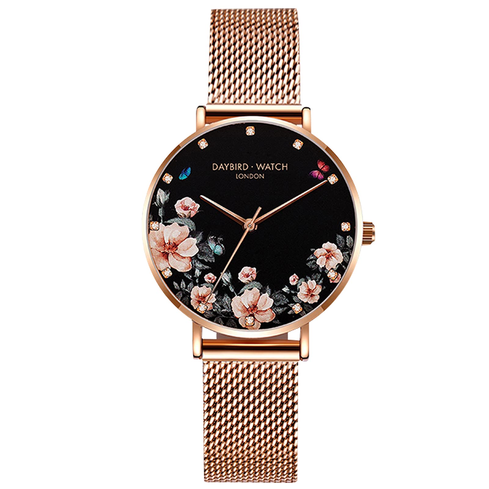 RORIOS Women's Watches with Flower Dial - Stainless Steel Mesh Strap Analog Quartz Wristwatch for Ladies - Perfect for Everyday Wear, Office, and Special Occasions