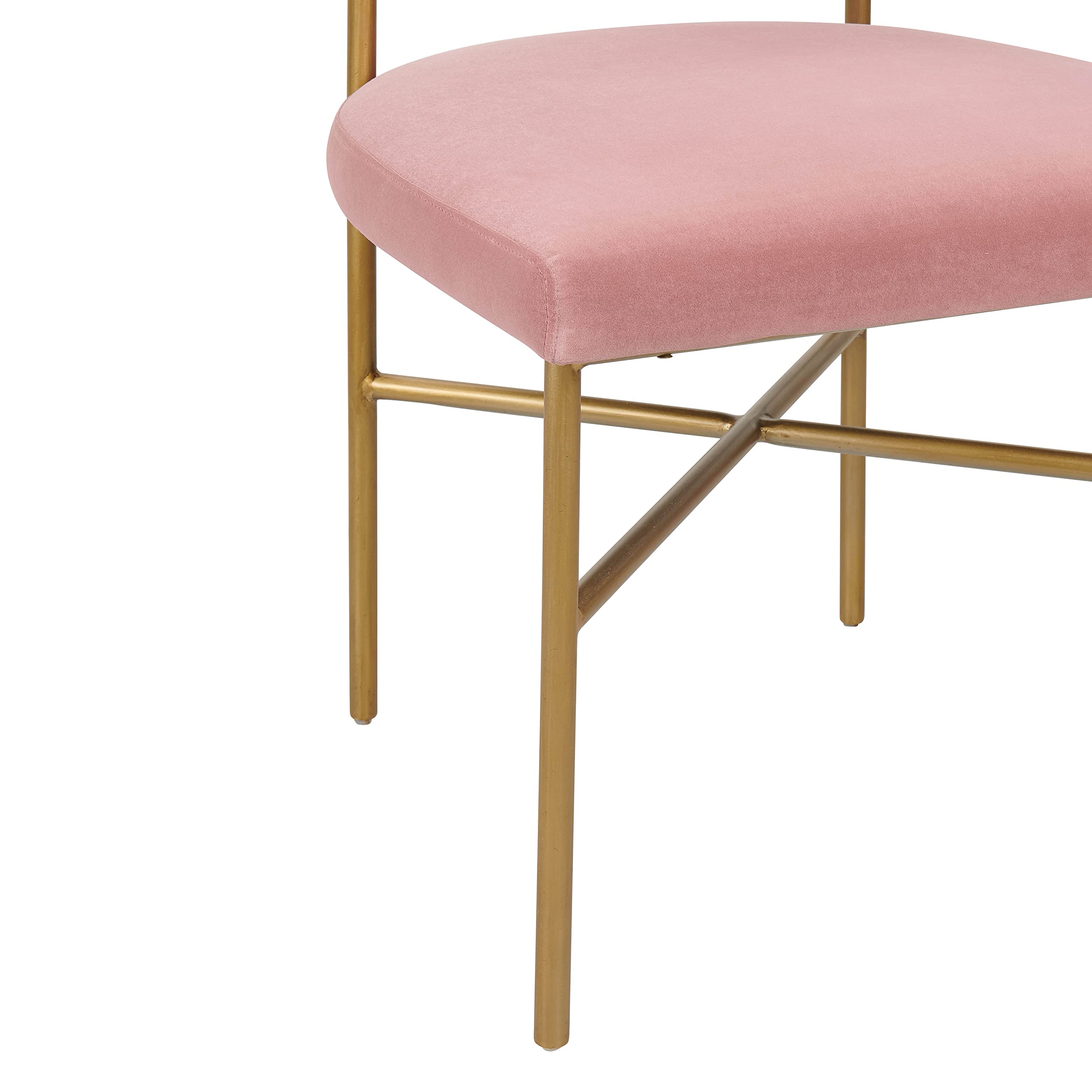 Tov Furniture Kim Performance Velvet Chair - Blush Pink Upholstered Accent Chair for Living Room, Bedroom & Office - Soft Velvet Fabric with Sturdy Wooden Legs - Modern Comfortable Seating for Home Decor