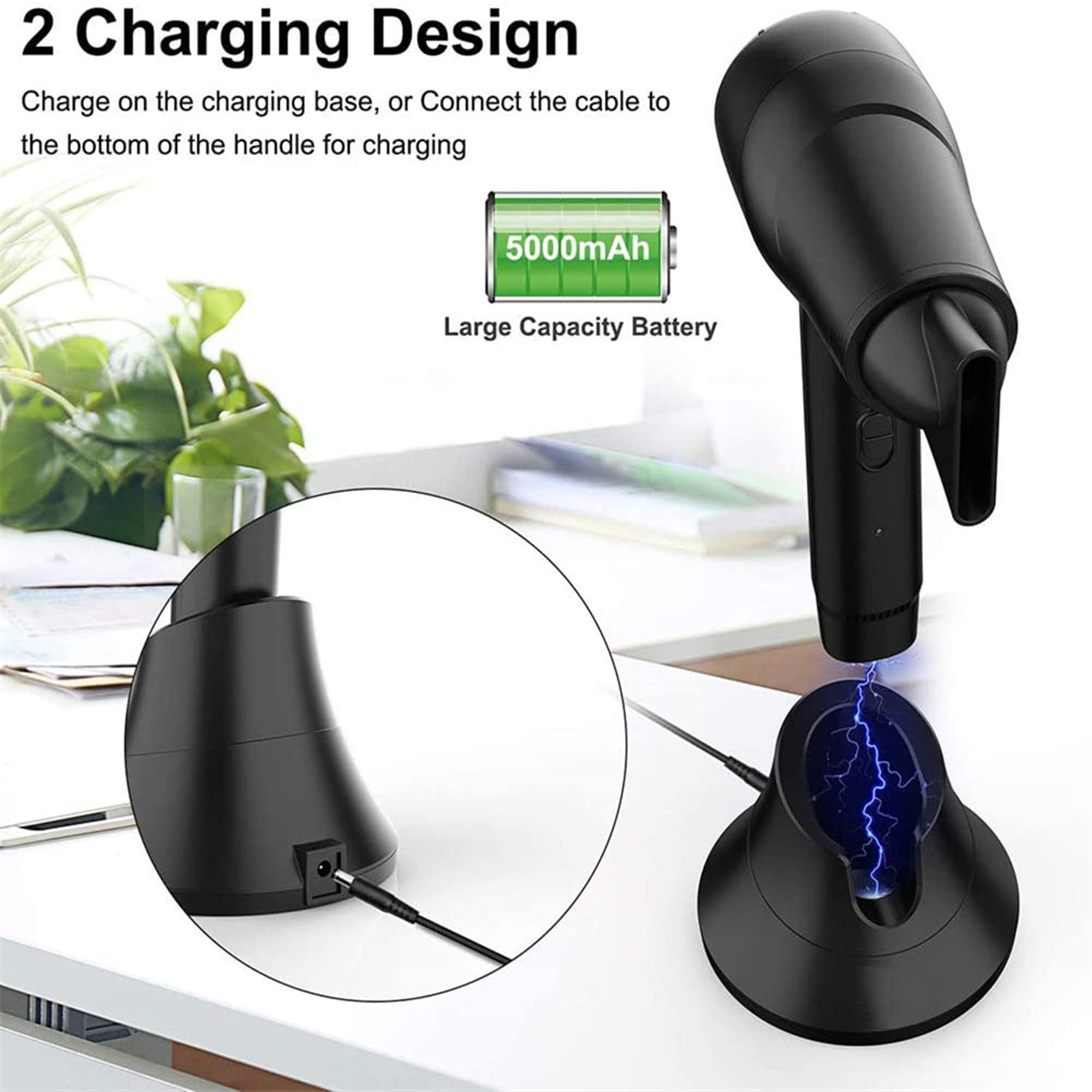 GWMWON Rechargeable Cordless Hair Dryer - 5000mAh Fast Charge, Hot/Cold Wind Settings, Portable Travel Hair Dryer for Home & Salon Use | Perfect for Traveling, Gym, Camping & Quick Styling (White)