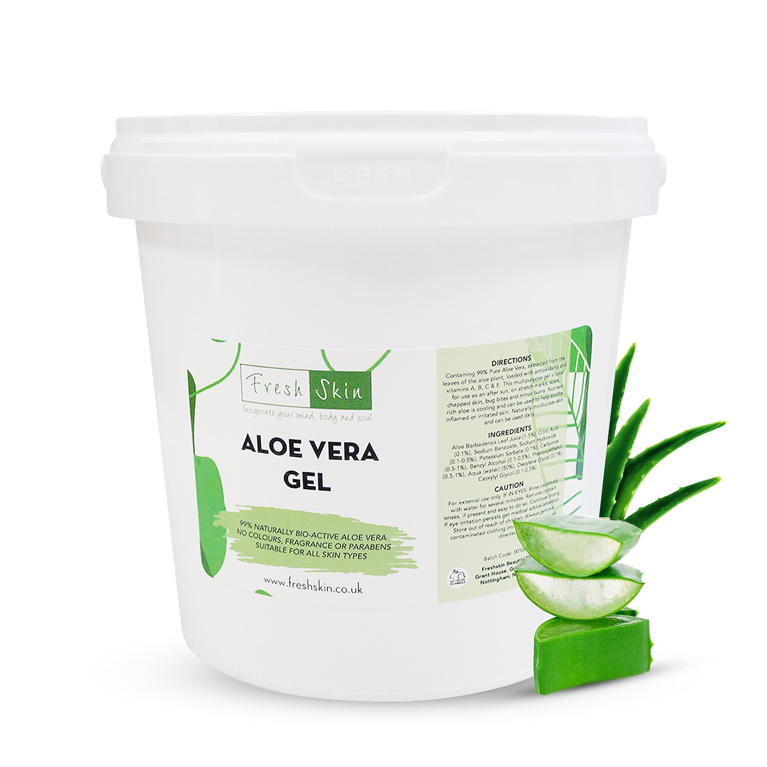 Freshskin Beauty LTD | 1KG (1000g) 99% Pure Aloe Vera Gel - Natural Bio-Active Soothing Gel for Face & Body - Cruelty-Free Vegan Moisturizer for Sunburn, Dry Skin & After Shave - Cooling Hydration for All Skin Types