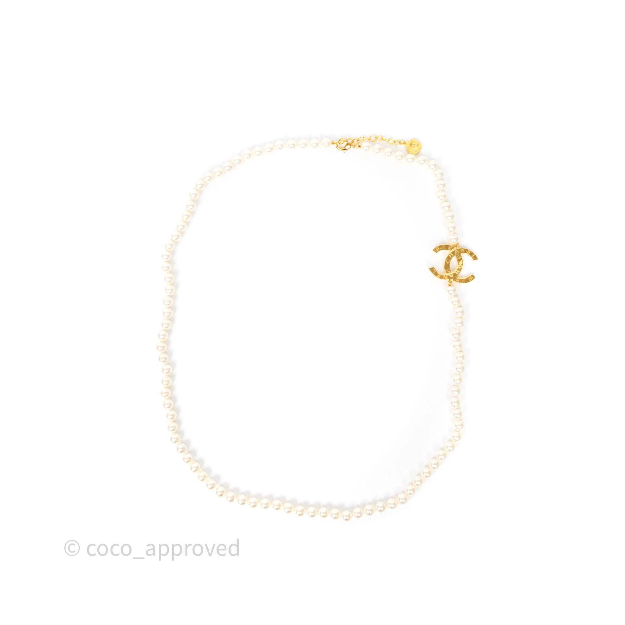 Chanel CC Pearl Long Necklace in Gold Tone - Elegant Fashion Jewelry for Women | Perfect for Parties, Weddings & Special Occasions