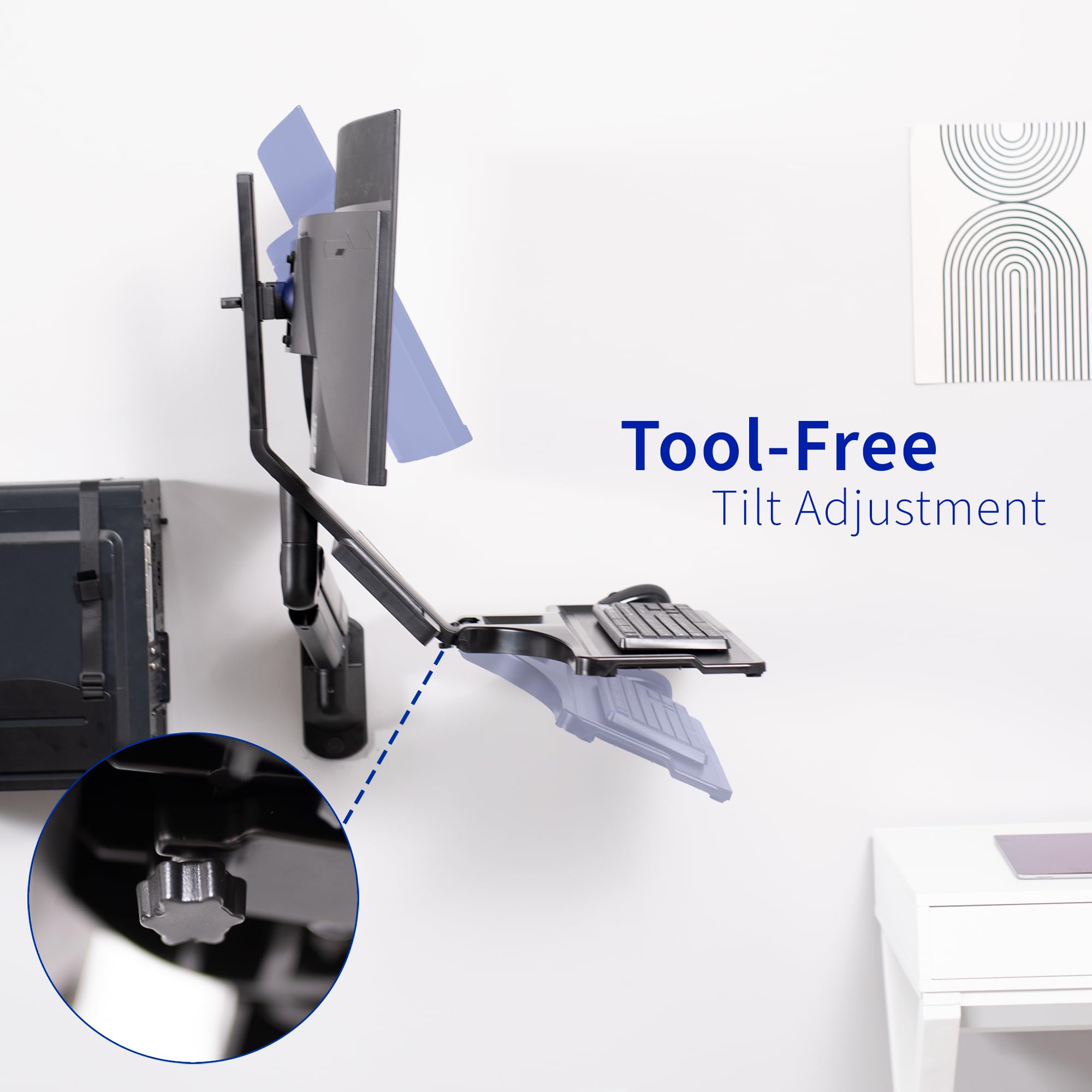 VIVO Premium Black Single Monitor and Keyboard Counterbalance Sit-Stand Wall Mount with CPU Holder - Ergonomic Standing Desk Workstation for Home & Office (STAND-SIT1WD) - Perfect for Small Spaces, Gaming Setups, and Productivity Workstations