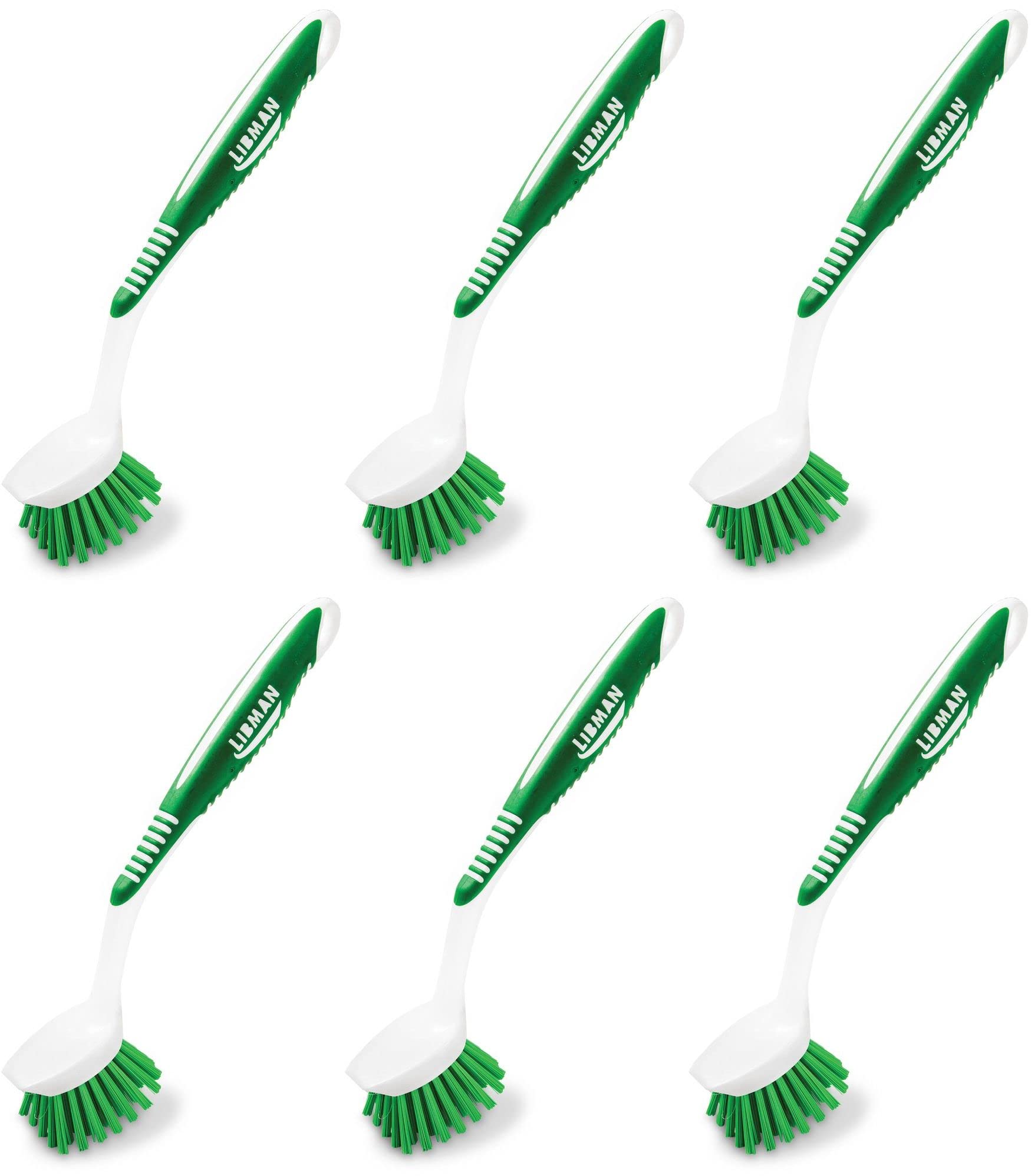 Libman Premium Dish Scrub Brush Set - 6-Pack Heavy Duty Kitchen Cleaning Brushes for Washing Dishes, Vegetables & Fruits - Ideal for Home, Restaurant & Commercial Use