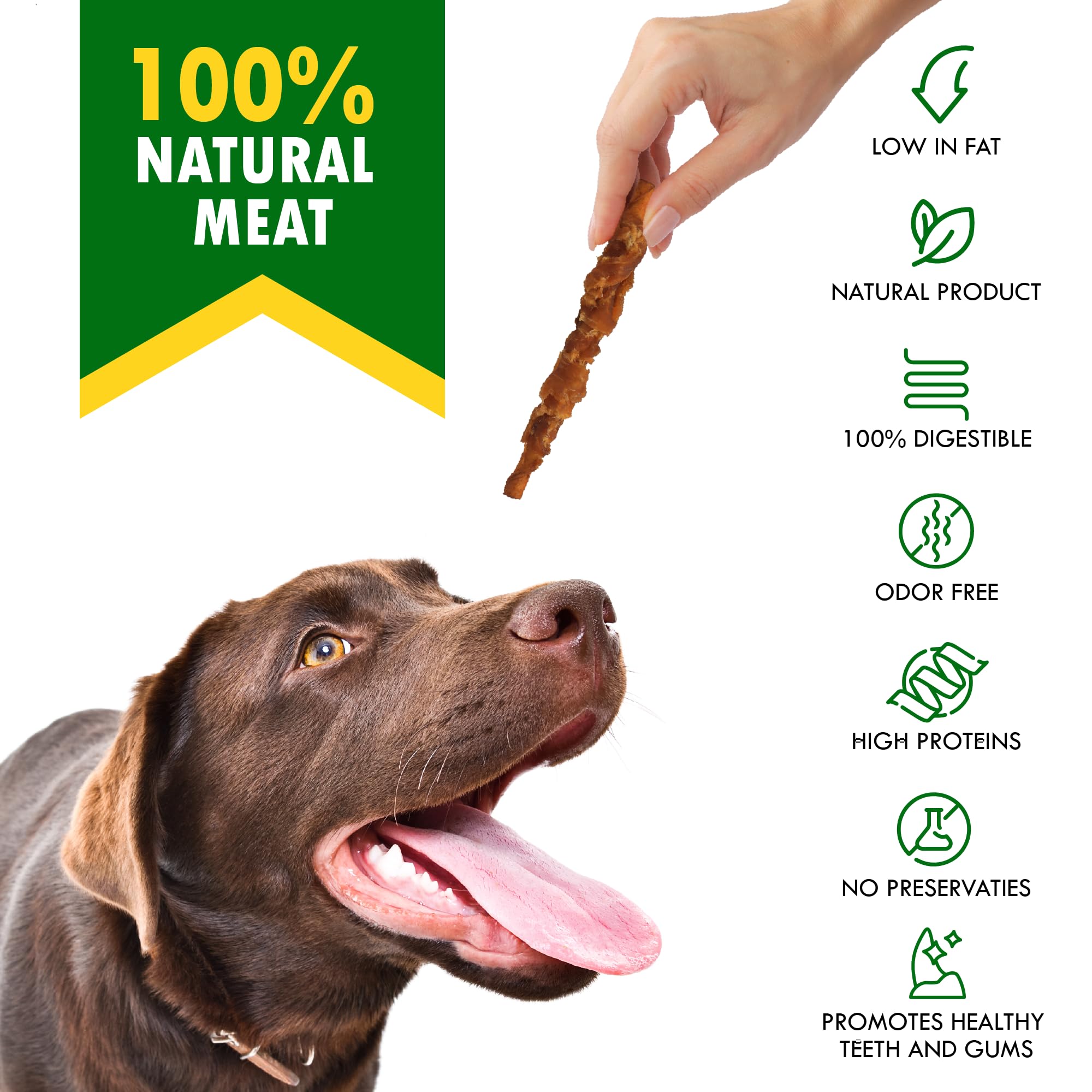 Premium Grain-Free Dog Chews - Organic Smoked Rawhide Sticks Wrapped with Chicken | Natural, Human-Grade Pet Treats for Small & Large Dogs | USA-Made Training Rewards & Dental Health Snacks | Perfect for Chewing, Teething & Positive Reinforcement Training