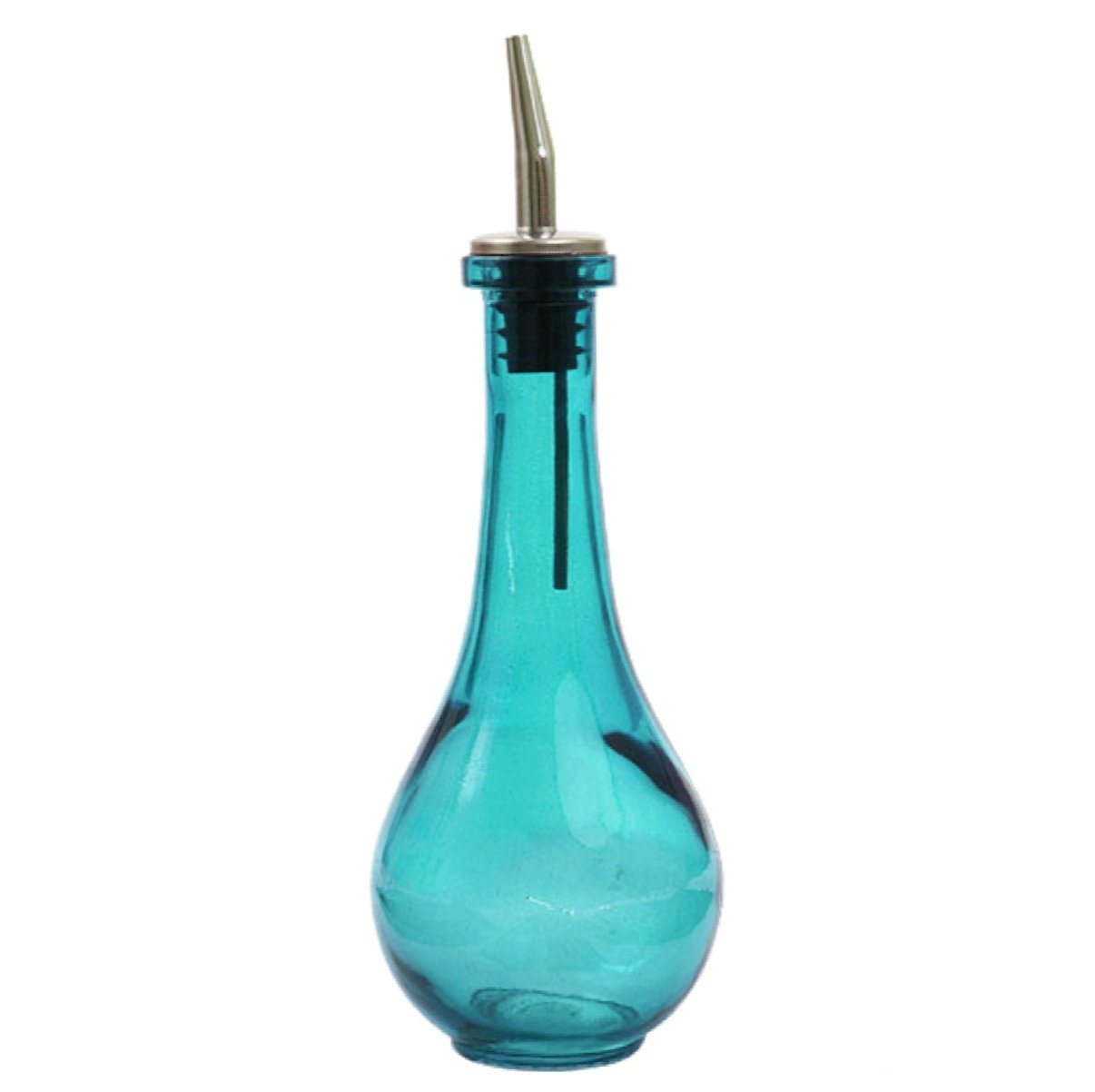 Aqua Colored Glass Olive Oil Dispenser - Decorative Oil & Vinegar Bottle for Kitchen - Premium Cooking Oil Pourer with Drip-Free Spout - Perfect for Salad Dressing, Cooking, and Tabletop Decor