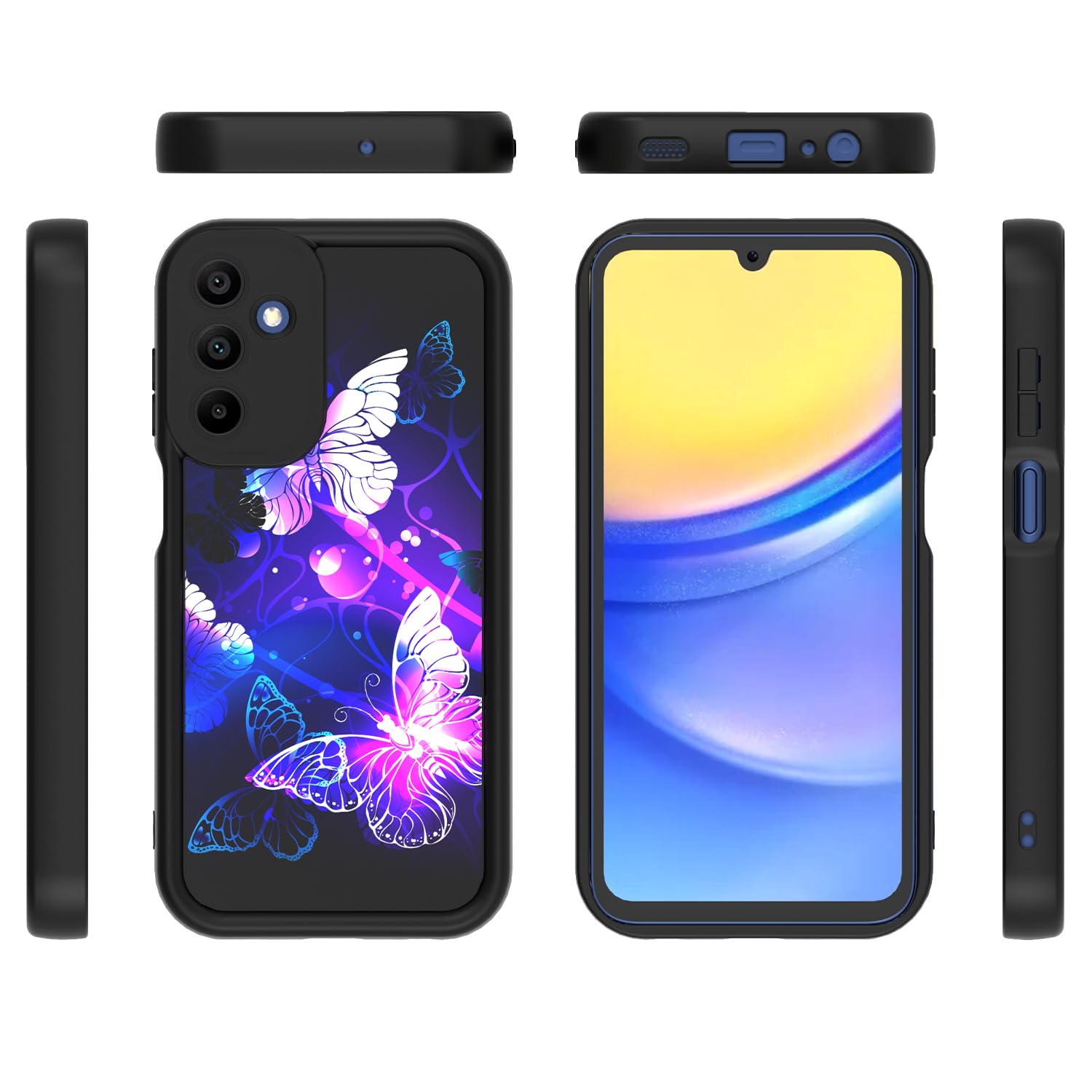 Samsung Galaxy A15 5G Phone Case - Slim Shockproof Silicone Protective Cover for Women with Butterfly Design | Perfect for Everyday Use, Work & Travel Protection