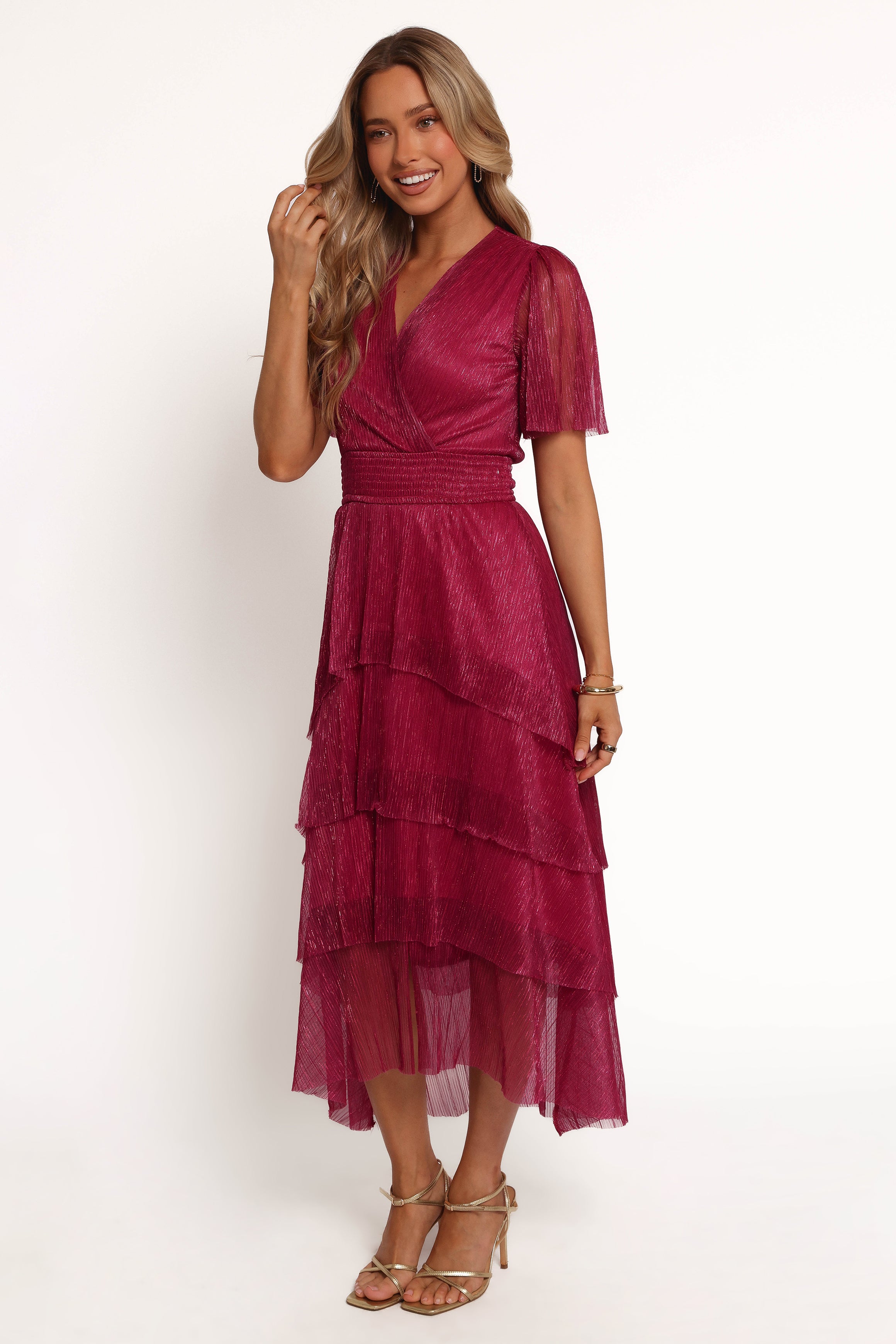 Elegant Jasmin Midi Dress in Soft Pink - Perfect for Summer Weddings, Garden Parties & Casual Outings