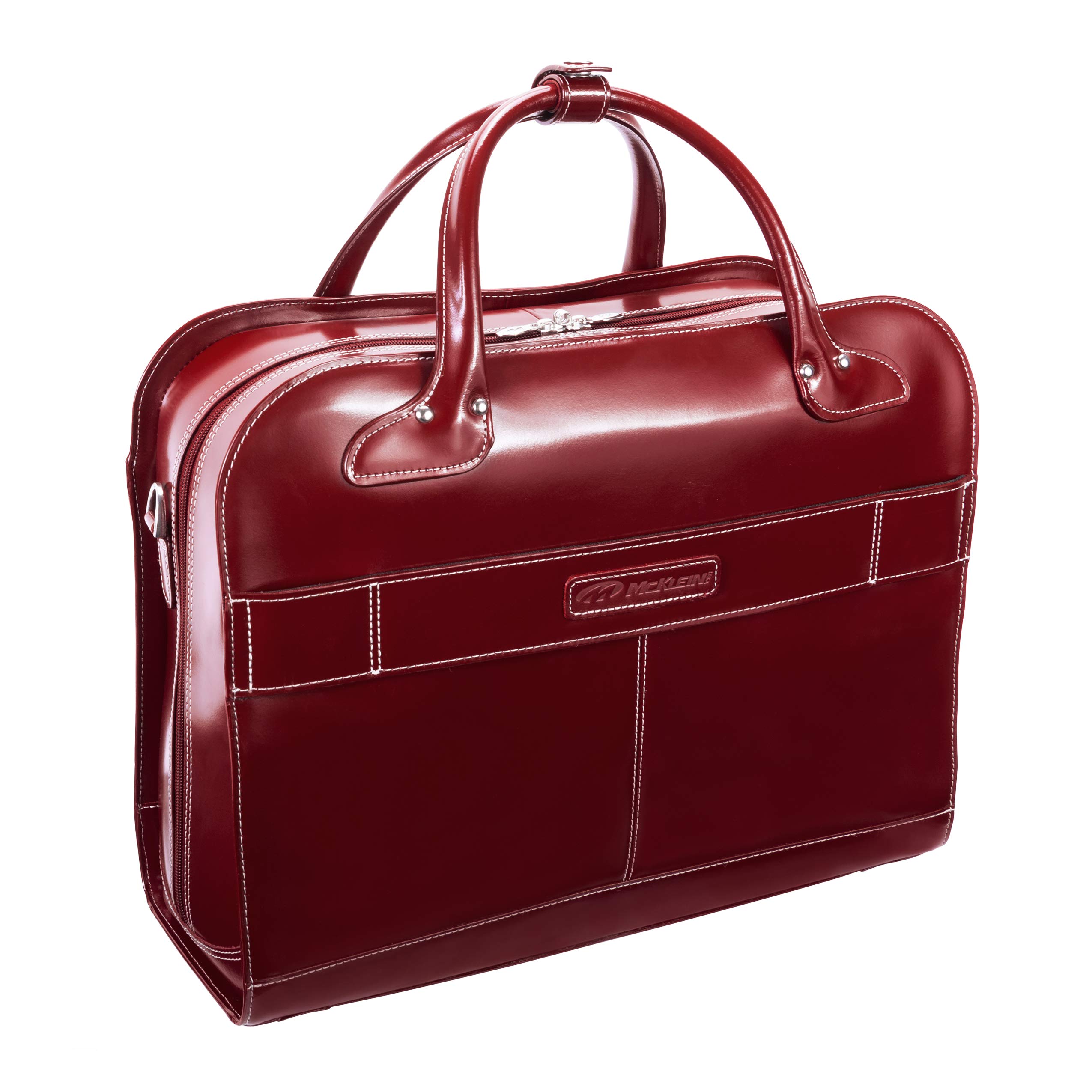 McKlein 96616 Red Leather Laptop Rolling Briefcase - Professional Business Travel Carry-On with Wheels for Men & Women | Perfect for Office Commute, Business Trips & Air Travel