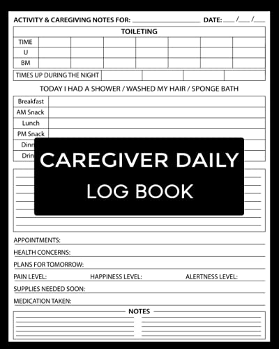 Caregiver Daily Log Book - Personal Caregiver Organizer & Medical Records Tracker for Patient Care | Healthcare Schedule Planner, Treatment Details & Communication Log | Perfect for Home Care, Nursing & Assisted Living Facilities