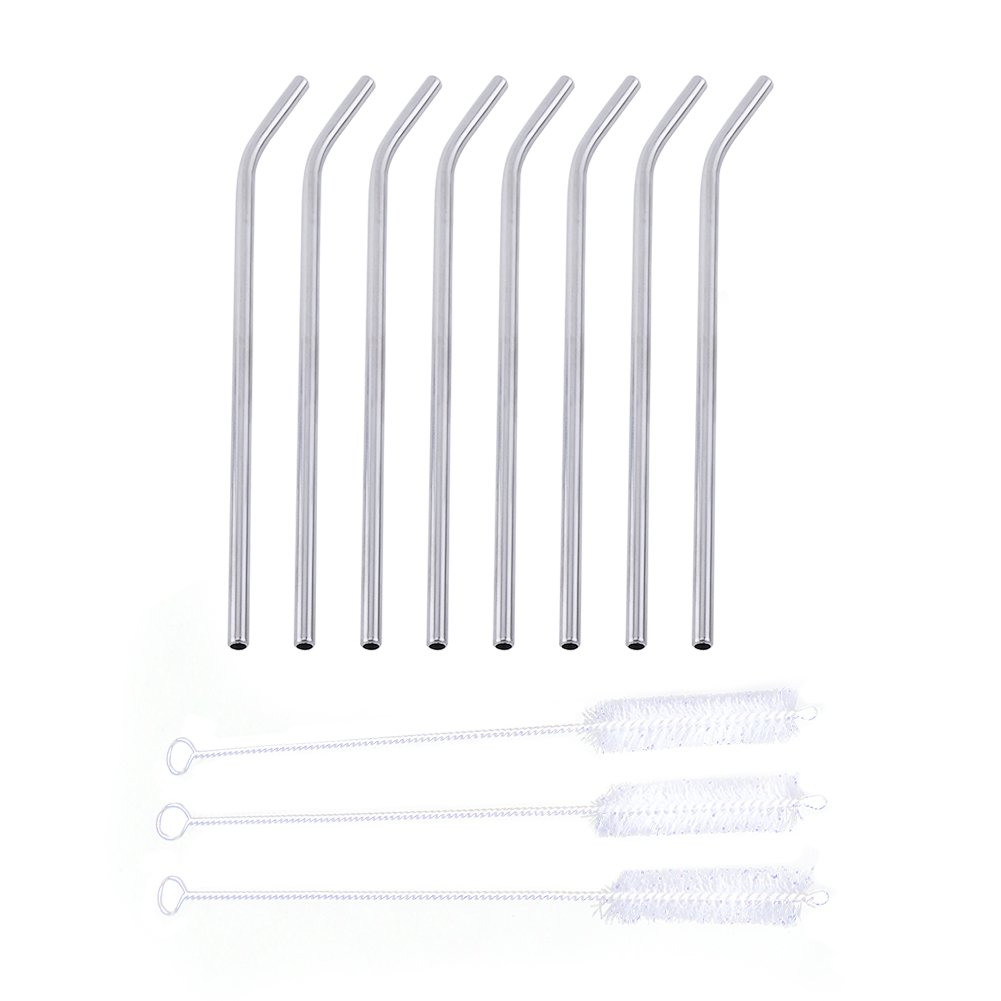 Eco-Friendly Stainless Steel Drinking Straws - Reusable Metal Straws for Milk, Beverages, Cocktails & Smoothies - Includes 3 Cleaning Brushes - Perfect for Parties, Travel, Kids & Outdoor Activities