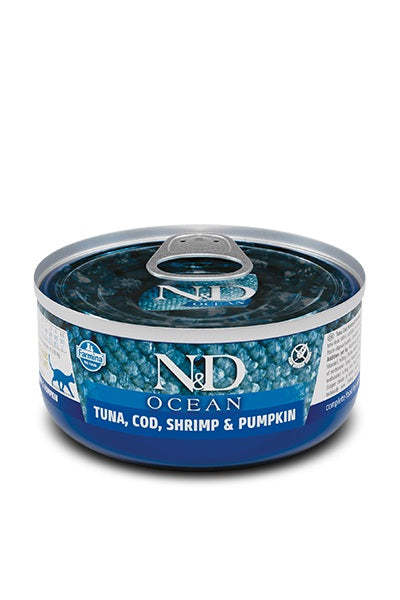 Farmina Tuna, Cod & Shrimp Ocean Wet Cat Food - Grain-Free, High-Protein Wet Cat Food for Adult Cats - 2.5oz Cans (Pack of 12) - Perfect for Mealtime, Travel & Picky Eaters