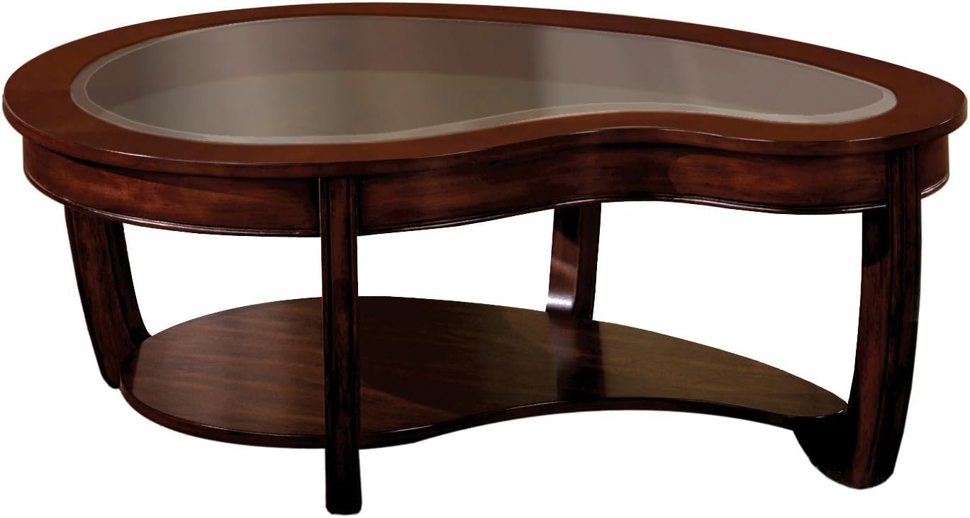 Byrnee Coffee Table by Furniture of America - Dark Cherry Finish for Living Room, Lounge & Home Decor
