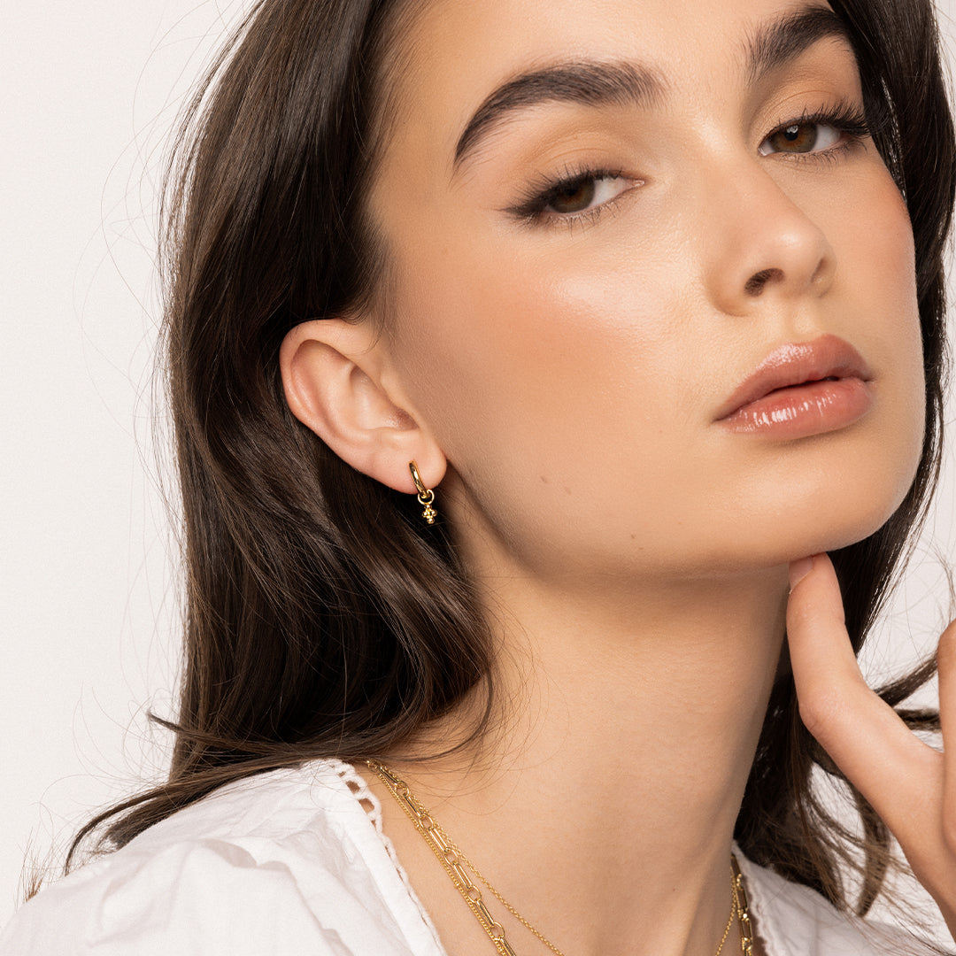 Fortitude Hoop Charm Earrings (Set of 2) - Sterling Silver Inspirational Jewelry for Women - Perfect for Everyday Wear, Gifts & Special Occasions