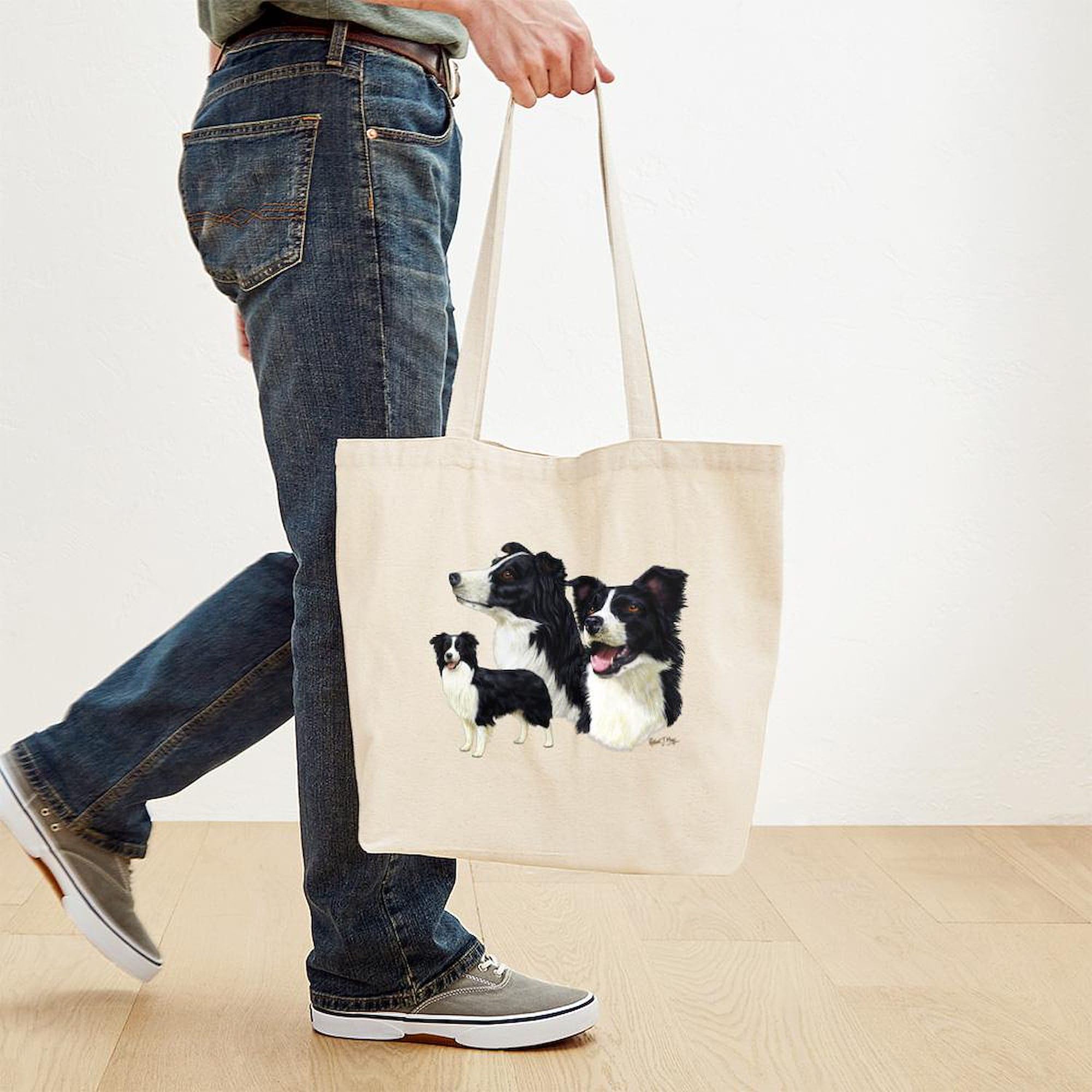 Stylish Border Collie Canvas Tote Bag - Eco-Friendly Reusable Shopping Bag for Groceries, Beach & Daily Use | Durable Natural Cotton Carryall