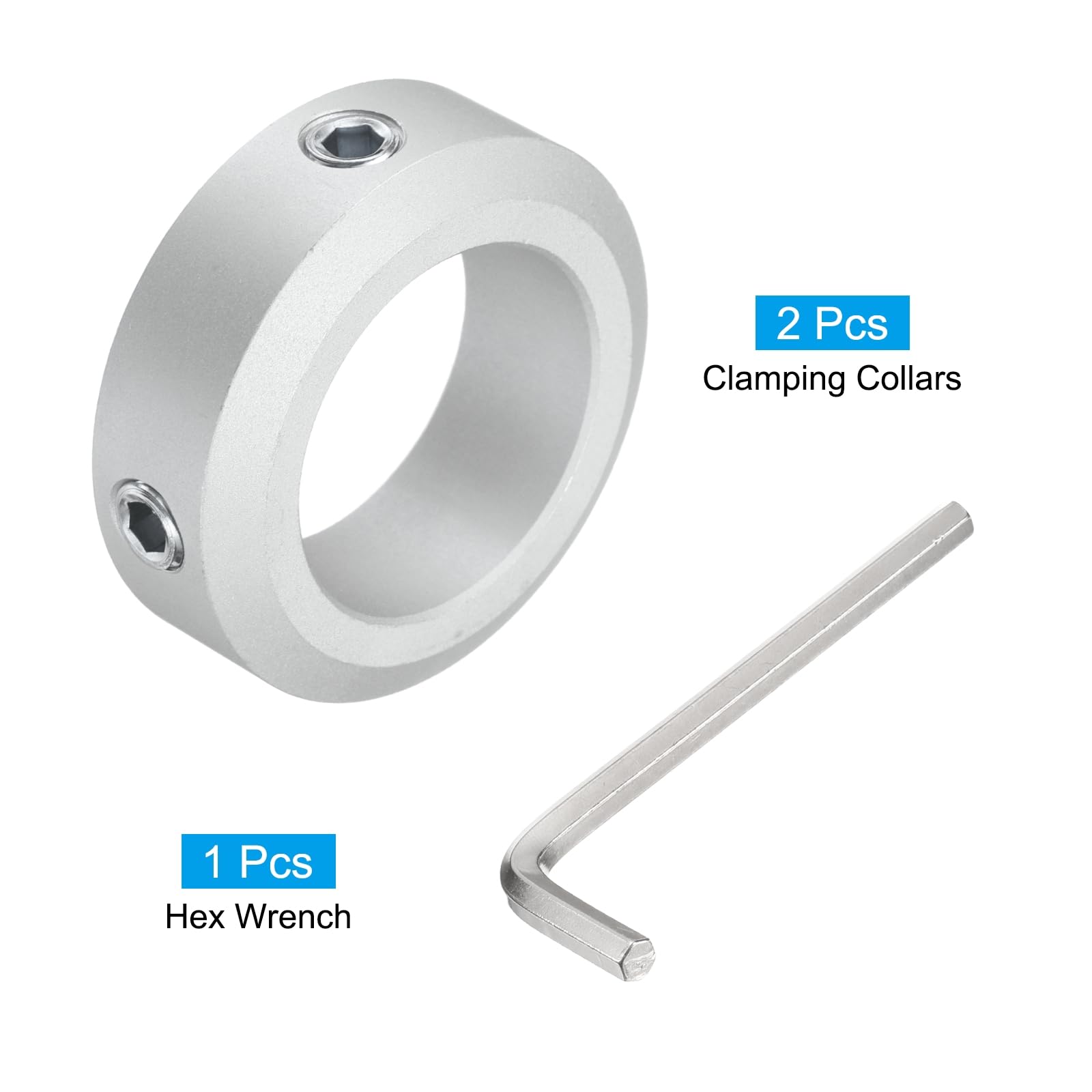 uxcell 4pcs Aluminum Alloy Set Screw Shaft Collar for 32mm Shaft - 48mm OD, 15mm Thickness with M8 Set Screws & Wrench - Ideal for Machinery, Robotics, and Industrial Equipment