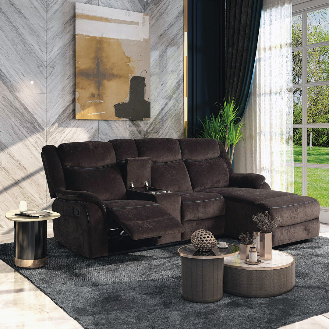 Joseph Reclining Sectional Sofa with Chaise Lounge - Modern L-Shaped Living Room Furniture for Home Theater & Family Gatherings