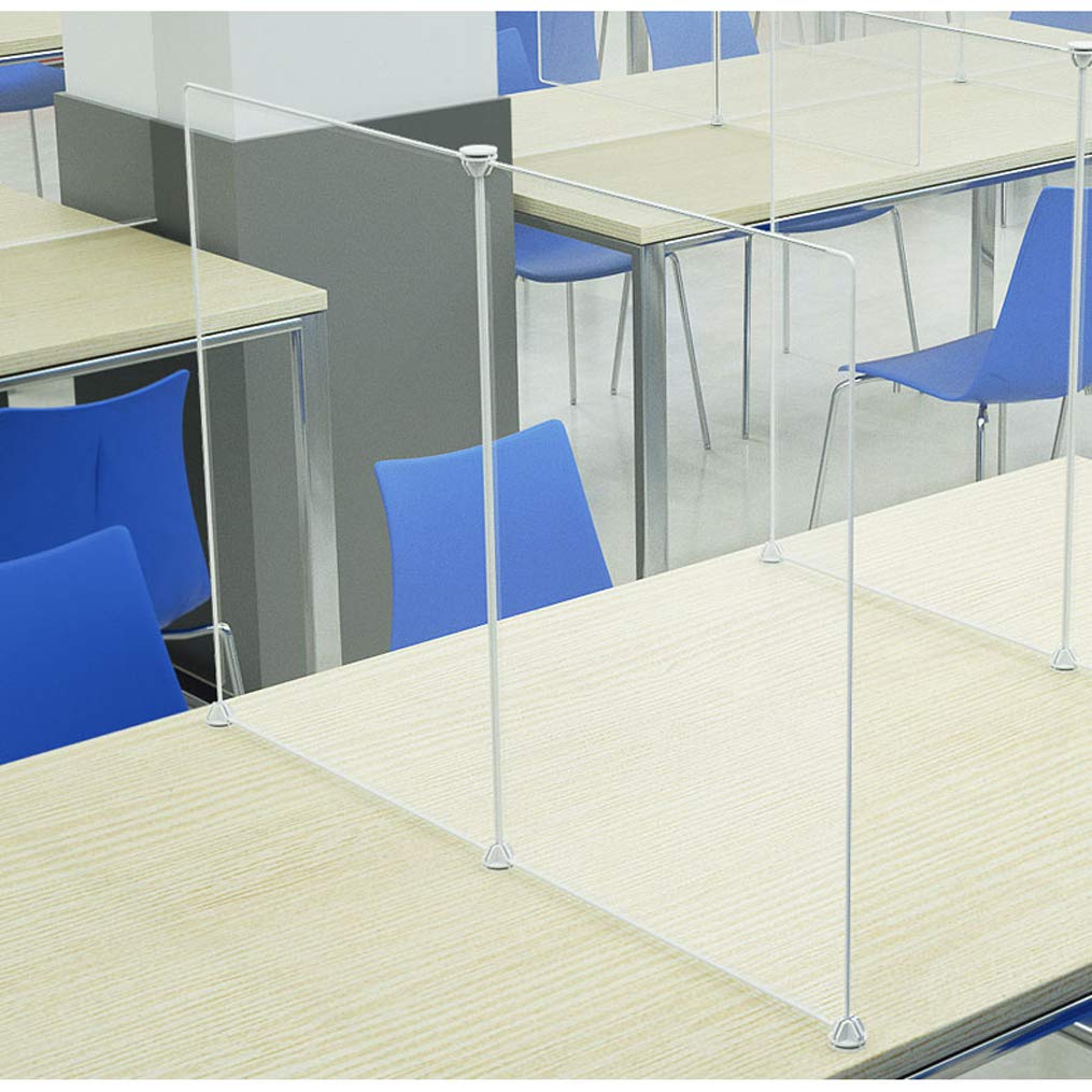 Clear Plastic Round/Square Desk Dividers for 4 Person - Office, School & Restaurant Desktop Partitions with Sneeze Guard - Perfect for Meetings, Cafeterias & Workspaces (Various Sizes Available)