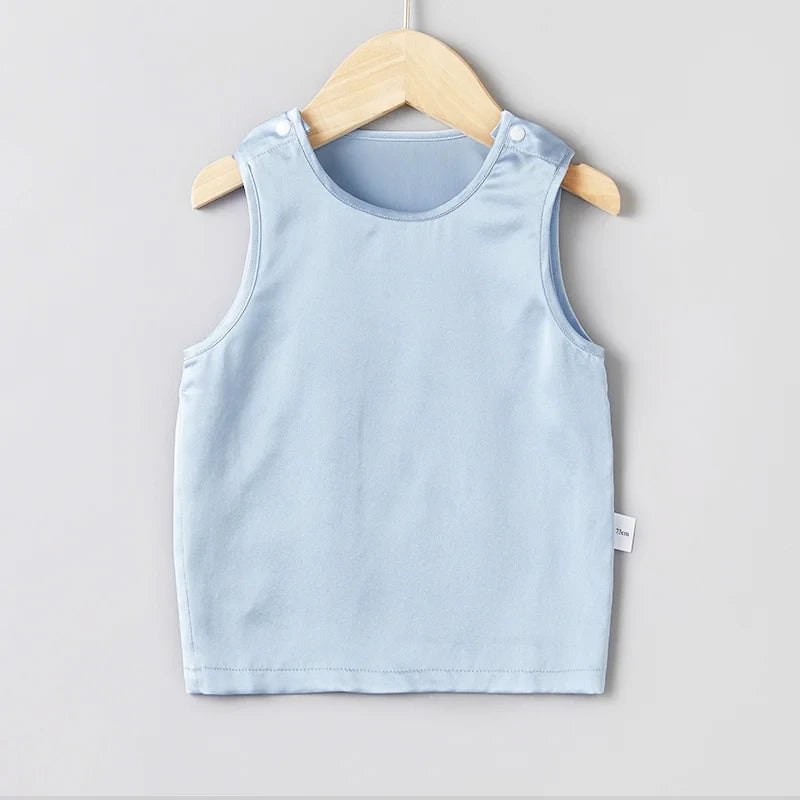 Premium Baby Silk Tank Top - Soft Round Neck Sleeveless Blouse for Infants & Toddlers - Perfect for Summer, Playdates & Special Occasions