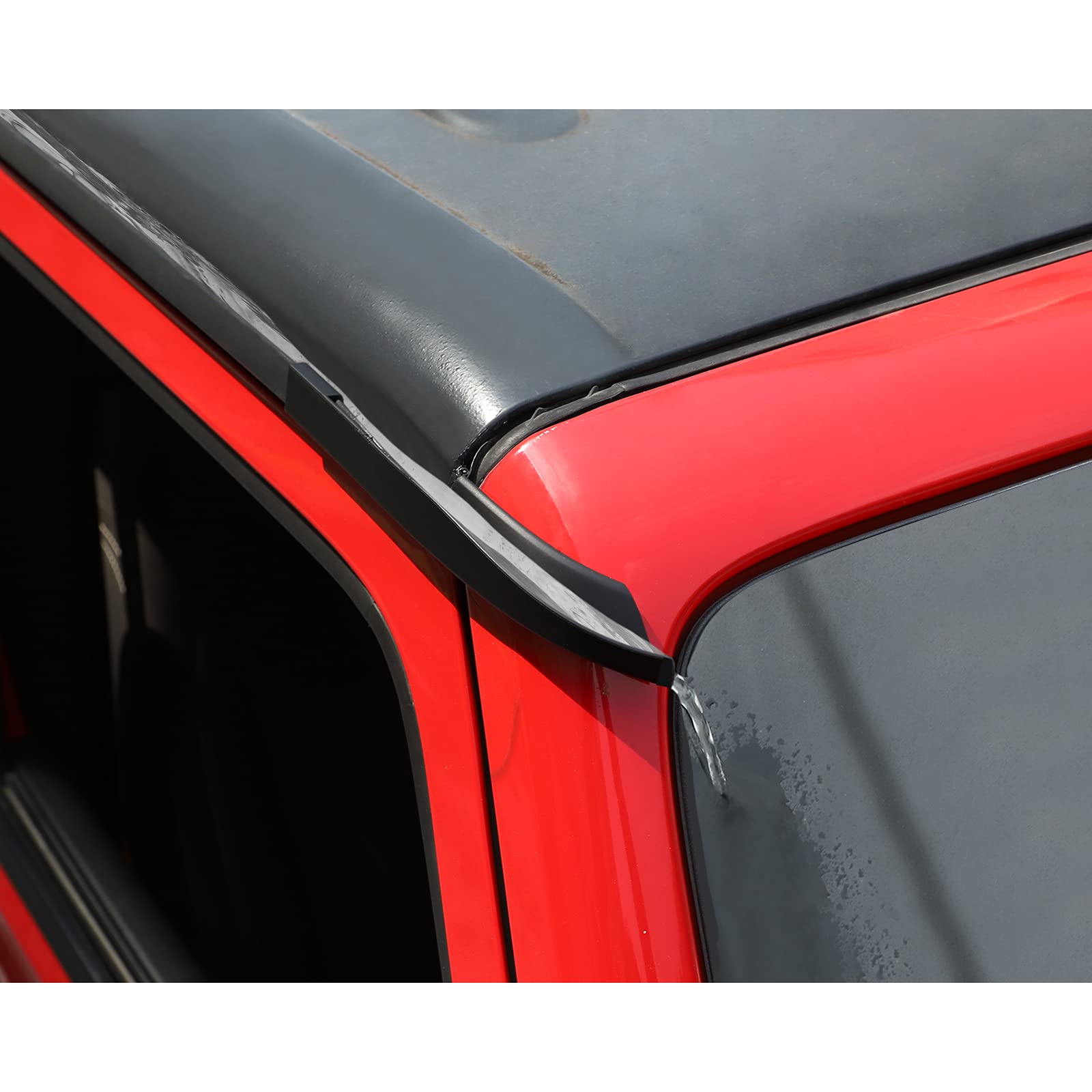 **ABS Rain Diverter & Drip Rail Extension for 2011-2017 Jeep Wrangler JK/JKU (2-Door & 4-Door) - Hardtop Rain Gutter & Water Channel Upgrade - Perfect for Off-Roading & Heavy Rain Protection**