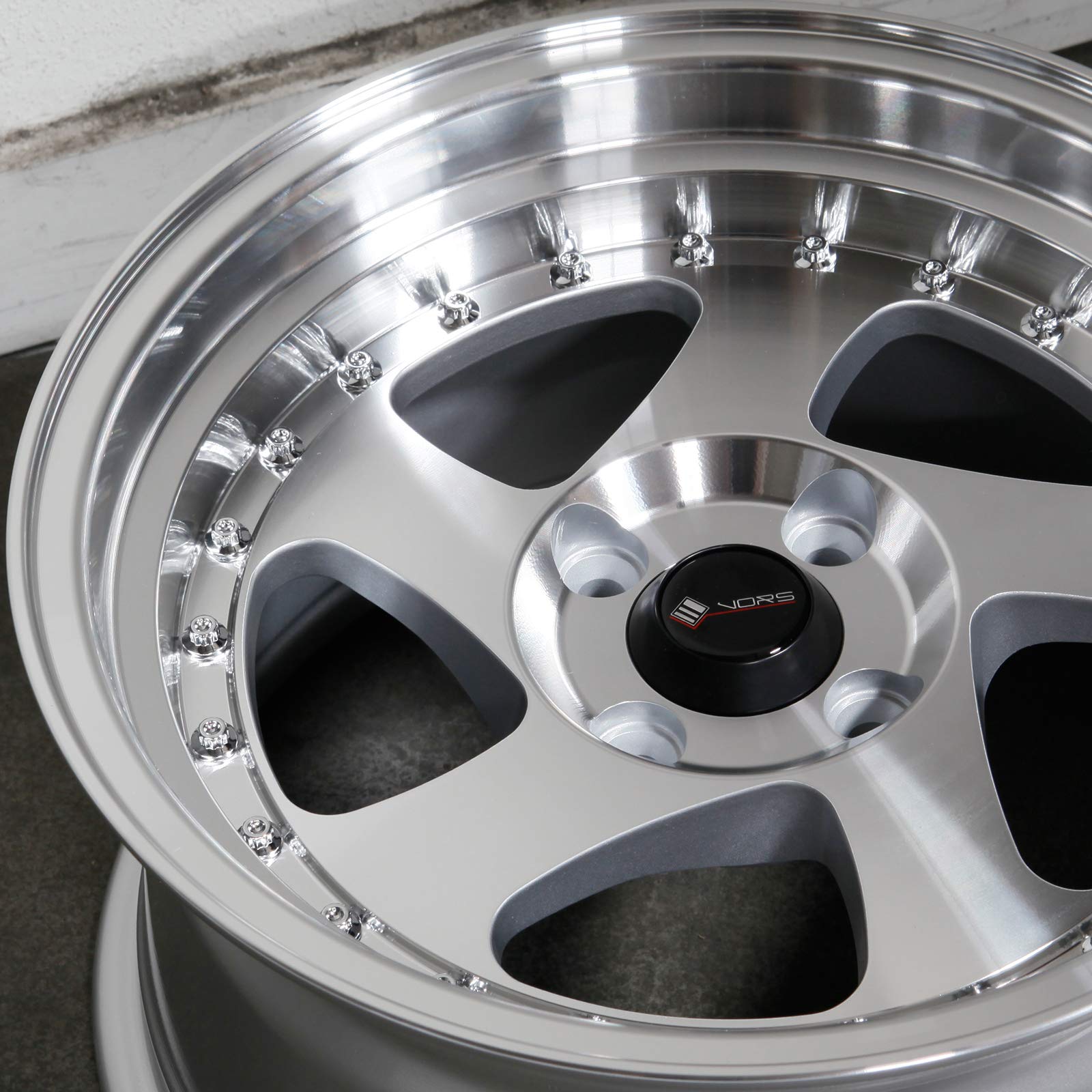 15x8 Vors VR2 Silver Wheel Rim 4x100 Bolt Pattern 73.1mm Hub Bore - Perfect for Honda Civic, Toyota Corolla & Compact Car Upgrades