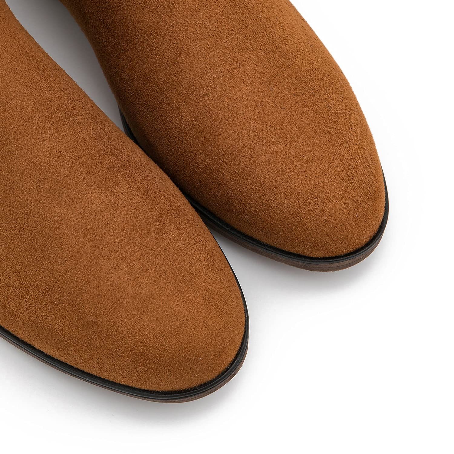 MOOMMO Women's Suede Mid Calf Slouch Boots - Flat Heel Winter Boots with Side Zipper, Round Toe & Wide Calf Design (US 4-13) | Retro Casual Boots for Everyday Wear, Office & Winter Outfits