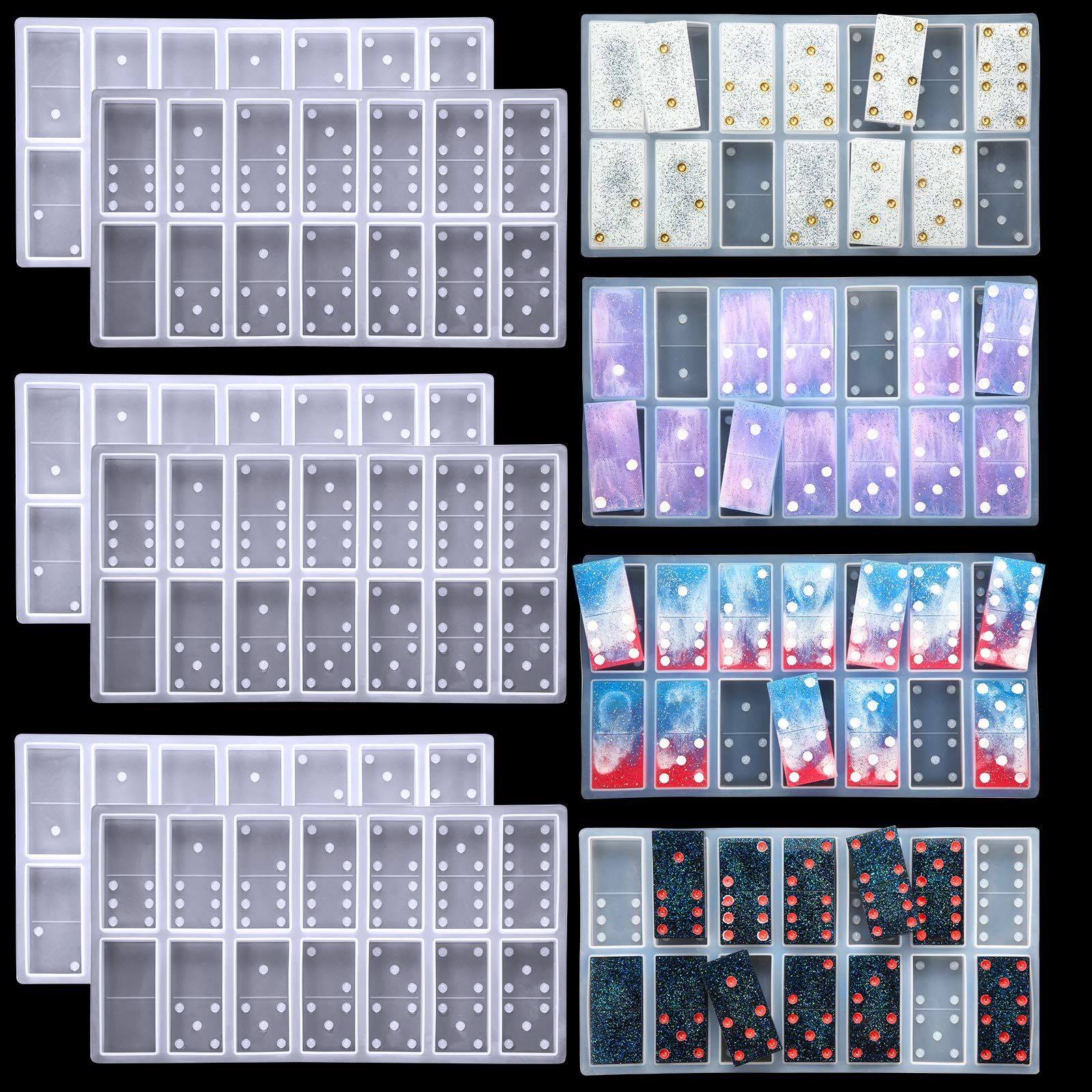 Premium 3-Piece Silicone Domino Resin Mold Set - 28 Cavity Epoxy Casting Kit with Dots for DIY Crafts (Semi-Transparent) - Perfect for Jewelry Making, Home Decor, and Board Game Accessories