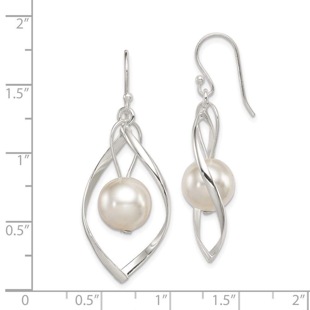 925 Sterling Silver Twist Dangle Simulated Pearl Earrings for Women - Elegant Fashion Jewelry Gift for Wedding, Party & Everyday Wear