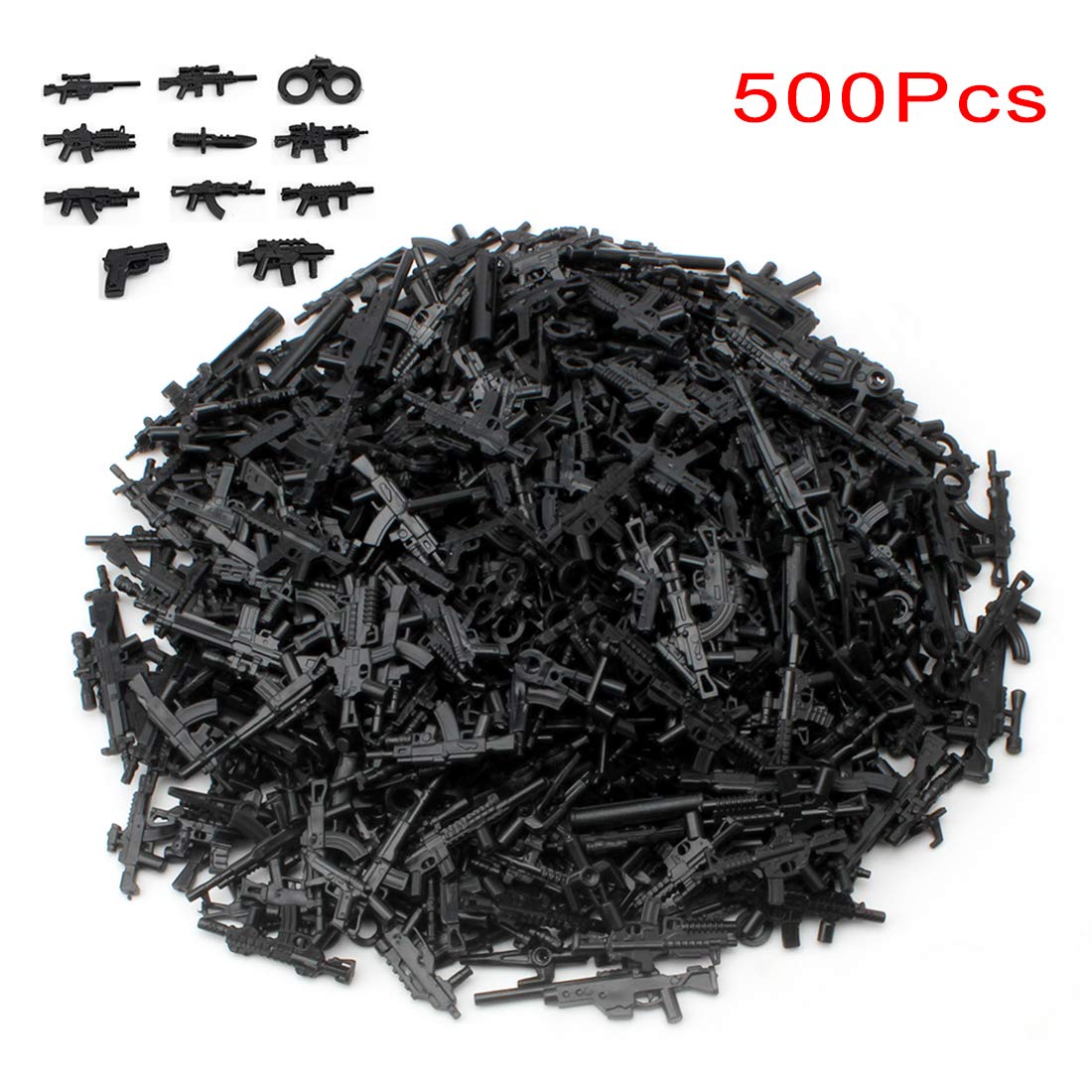 500Pcs Military Weapon Set for Minifigures - Custom Modern WW2 SWAT Police Army Weapons Building Kit, Compatible with Lego Minifigures - Perfect for War Game Scenes, Military Dioramas & Action Figure Displays (UZQ0R26DJ09OWHCQB114B)