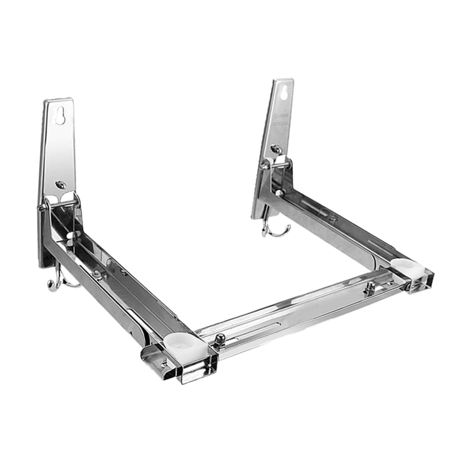 Bothyi Foldable Microwave Oven Stand - Adjustable Stainless Steel Shelf with Removable Hooks - Space Saving Kitchen Organizer for Small Apartments, Dorms & RVs