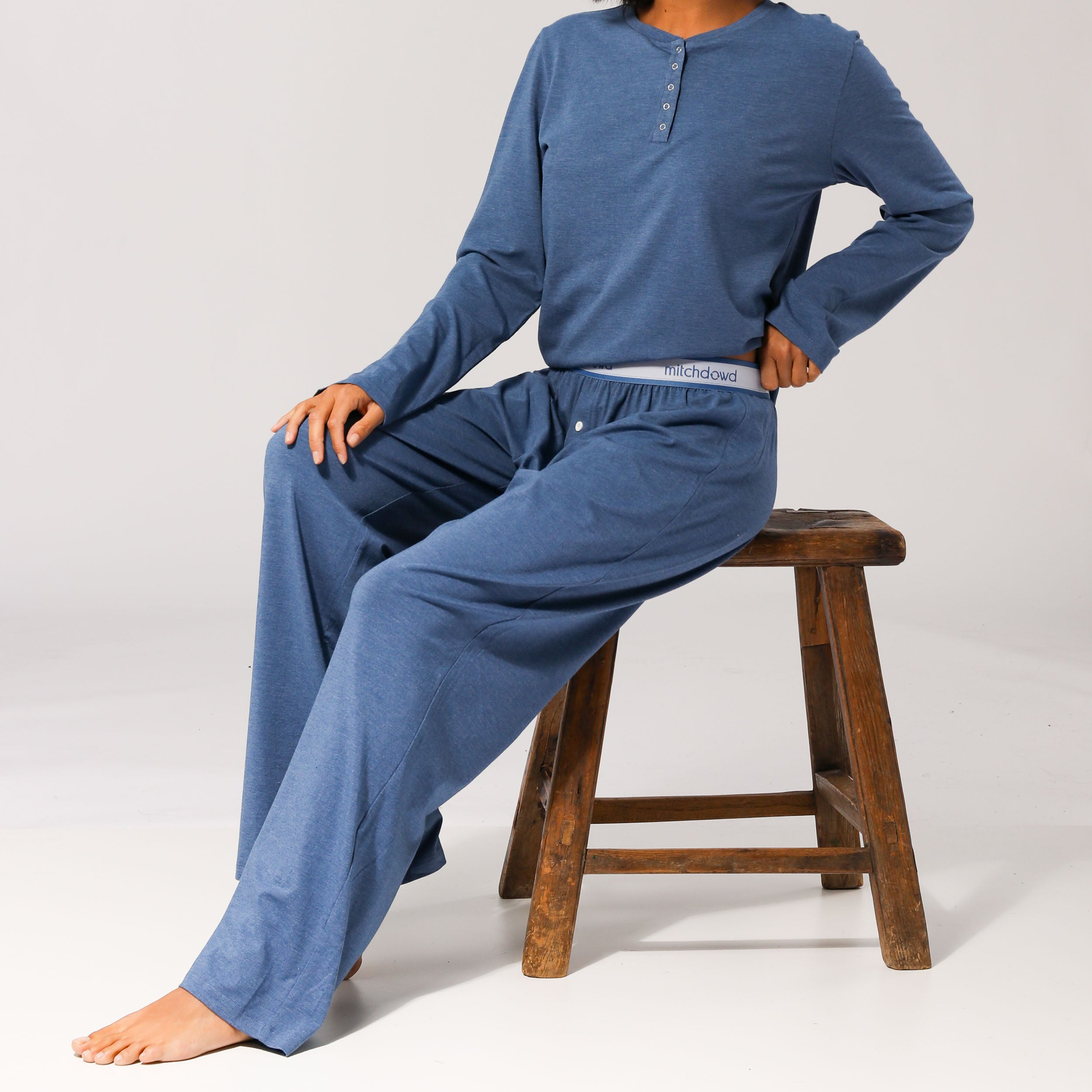 Women's Soft Bamboo Knit Sleep Pants - Breathable Lounge Pajama Bottoms for Women, Blue Marle Color - Perfect for Relaxing at Home, Yoga & Comfortable Nightwear