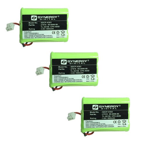 Synergy Digital Cordless Phone Batteries for Motorola SD-4550 - 3 Pack Ni-MH 3.6V 800mAh High Capacity Replacement Batteries - Perfect for Home & Office Cordless Phones with Long-Lasting Power
